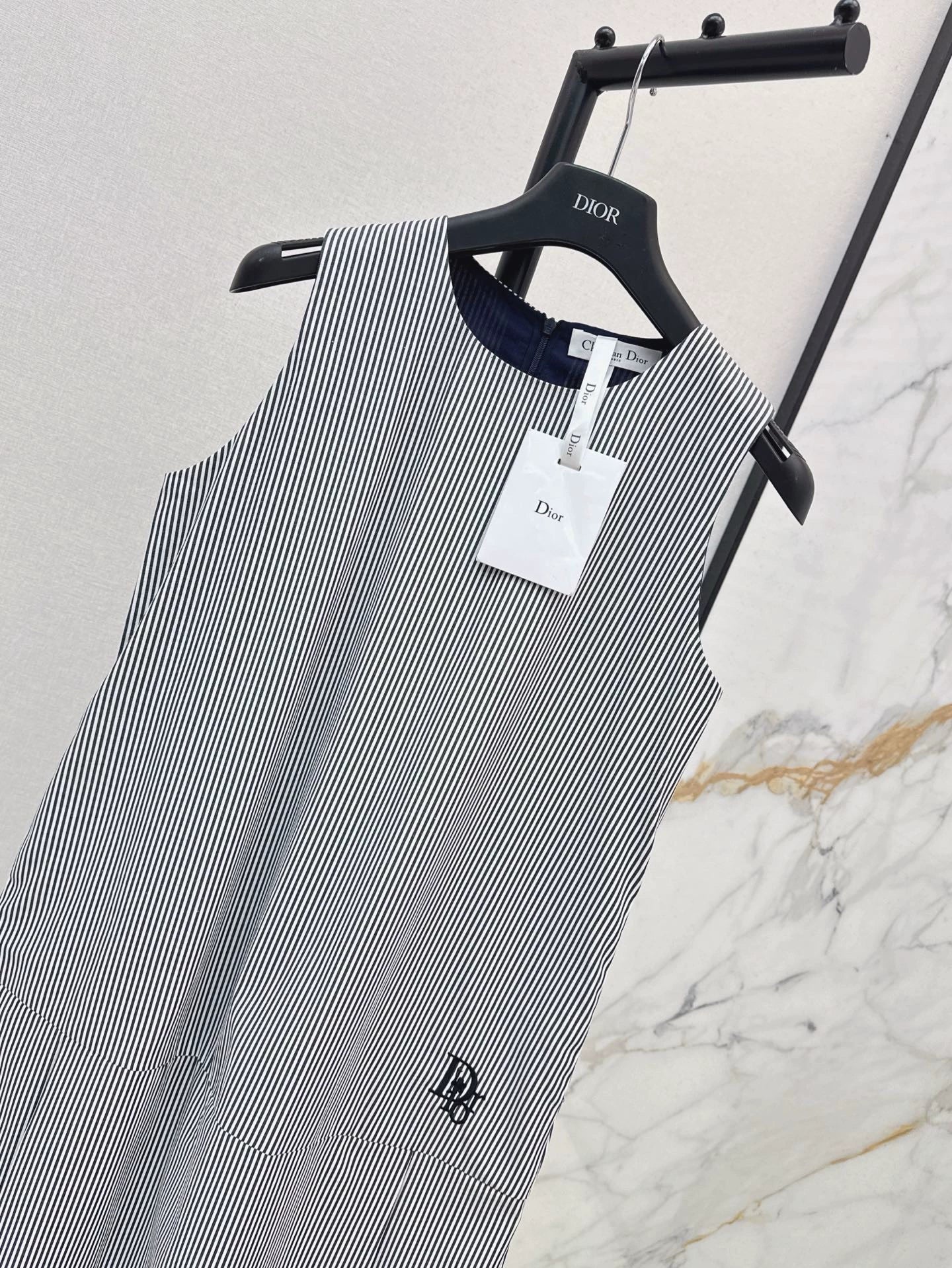 D 25 Spring Summer Latest Round Neck Striped Sleeveless Dresses