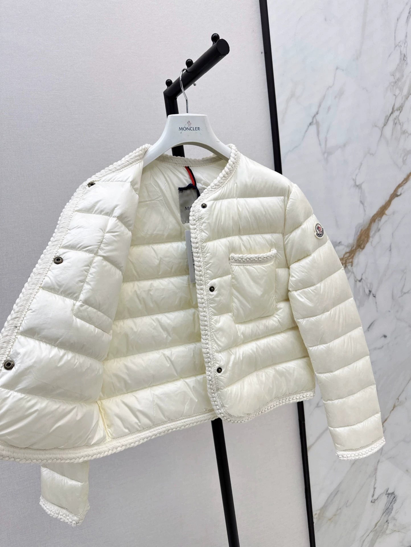 MON 25 Woven patchwork down jacket(BLAKC,NAVY,RED,BEIGI)
