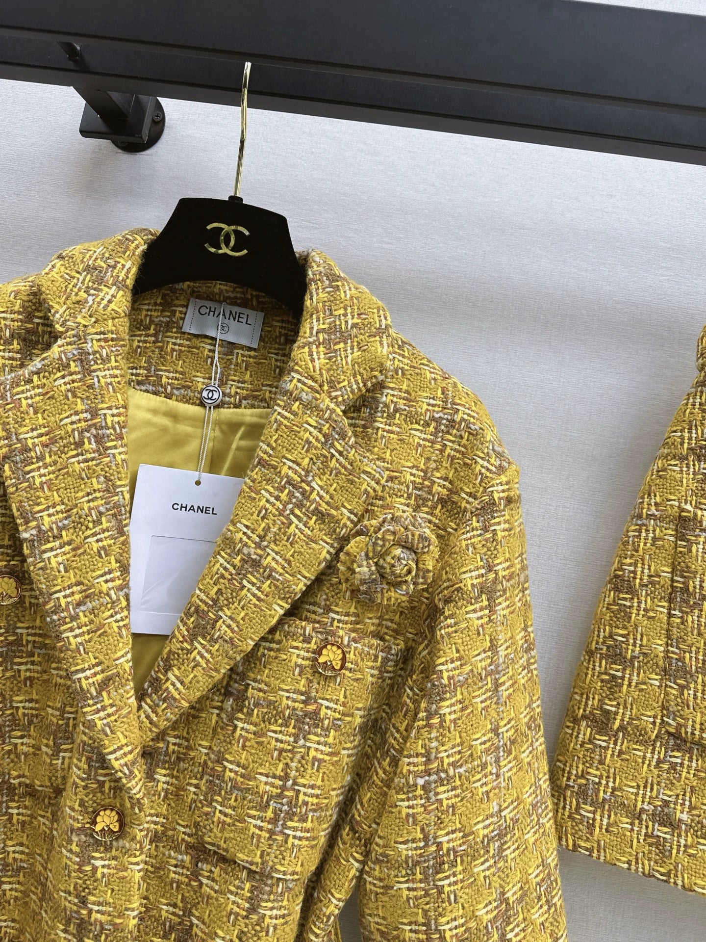 C 25 Camellia Decorated Braided Jacket + A-Line Skirt Set