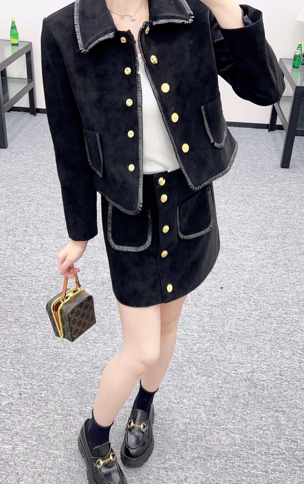 CE 25 Genuine Leather Jacket and Skirt Set