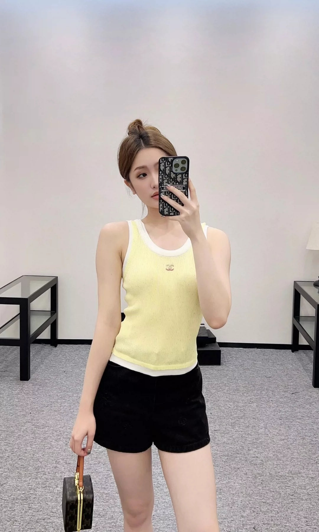 C 25 spring and summer new fake two-piece knitted undershirt