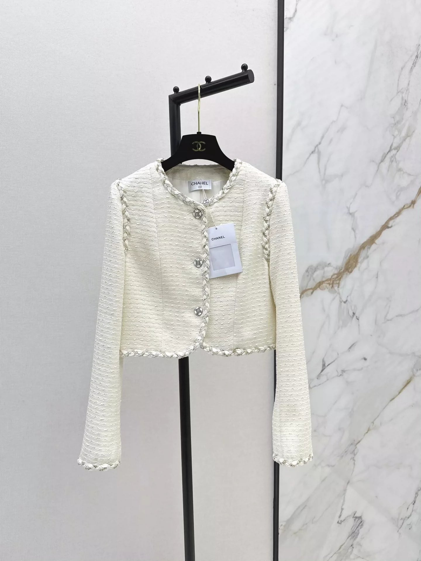 C 25 Braided trim short coat(PINK/WHITE)