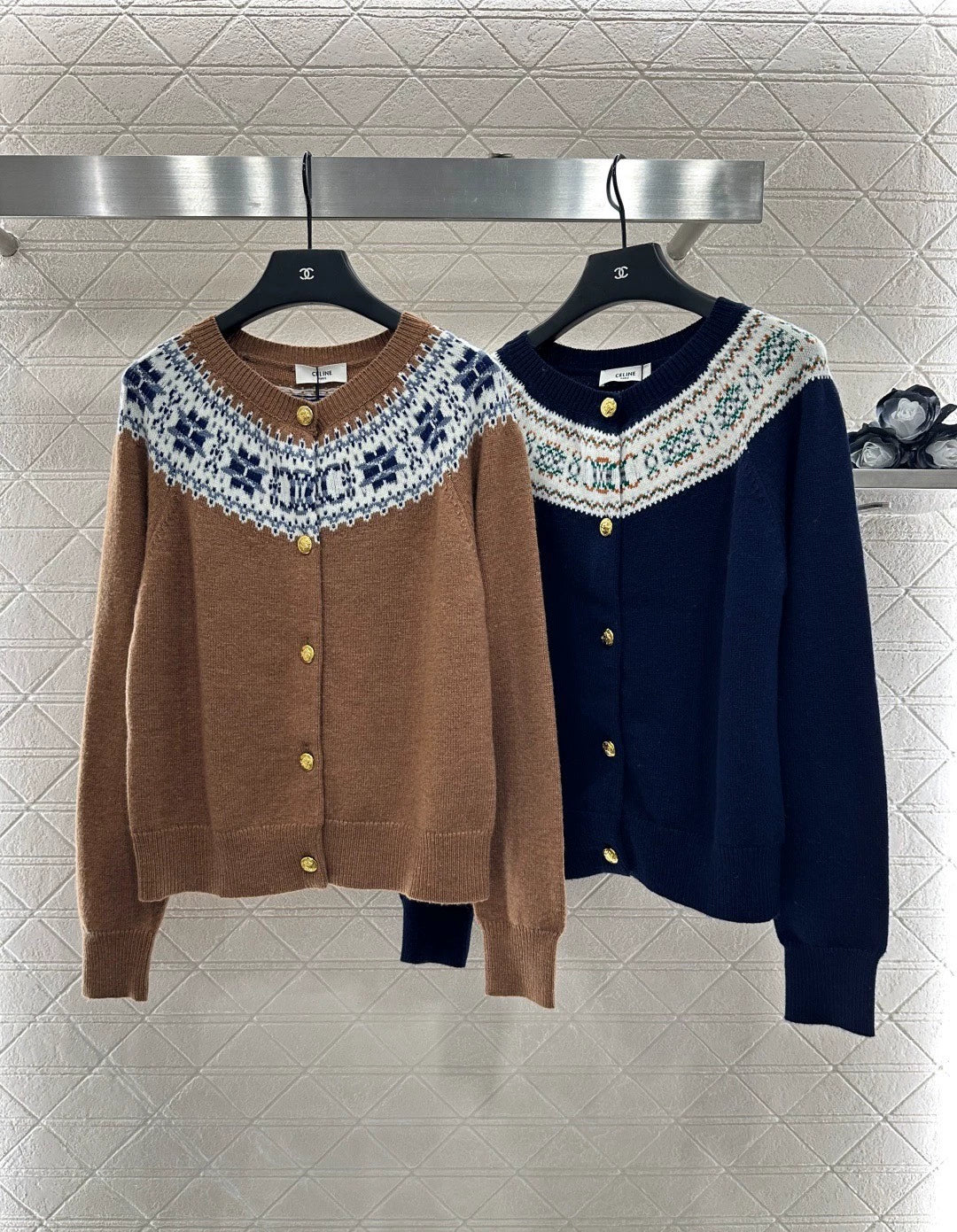 Ce 25 Crochet crew neck cardigan sweater