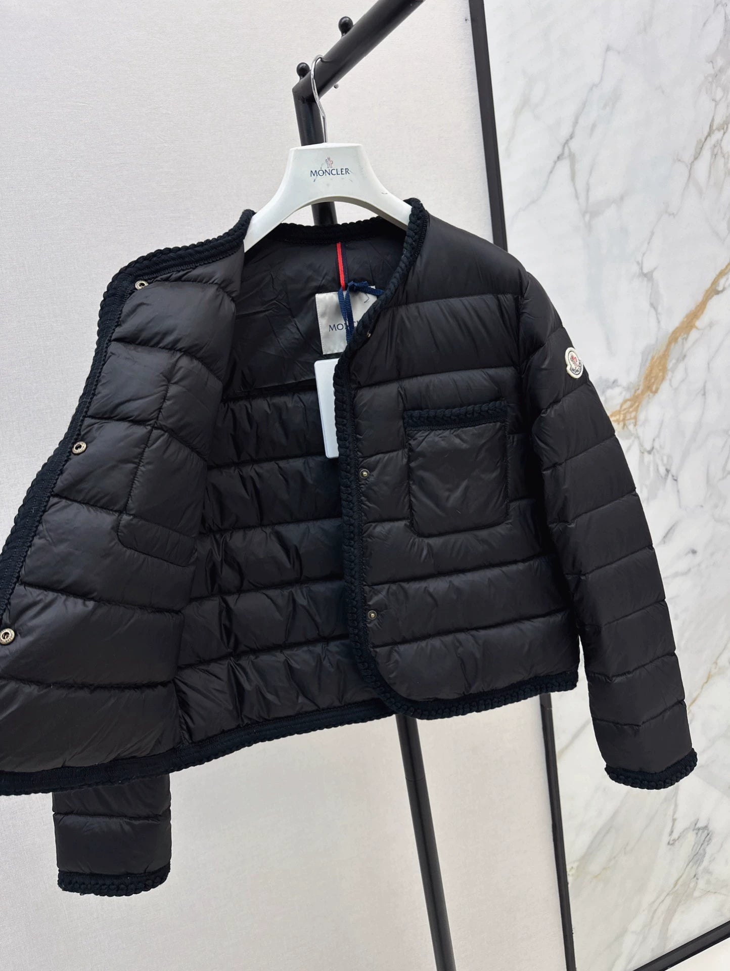 MON 25 Woven patchwork down jacket(BLAKC,NAVY,RED,BEIGI)