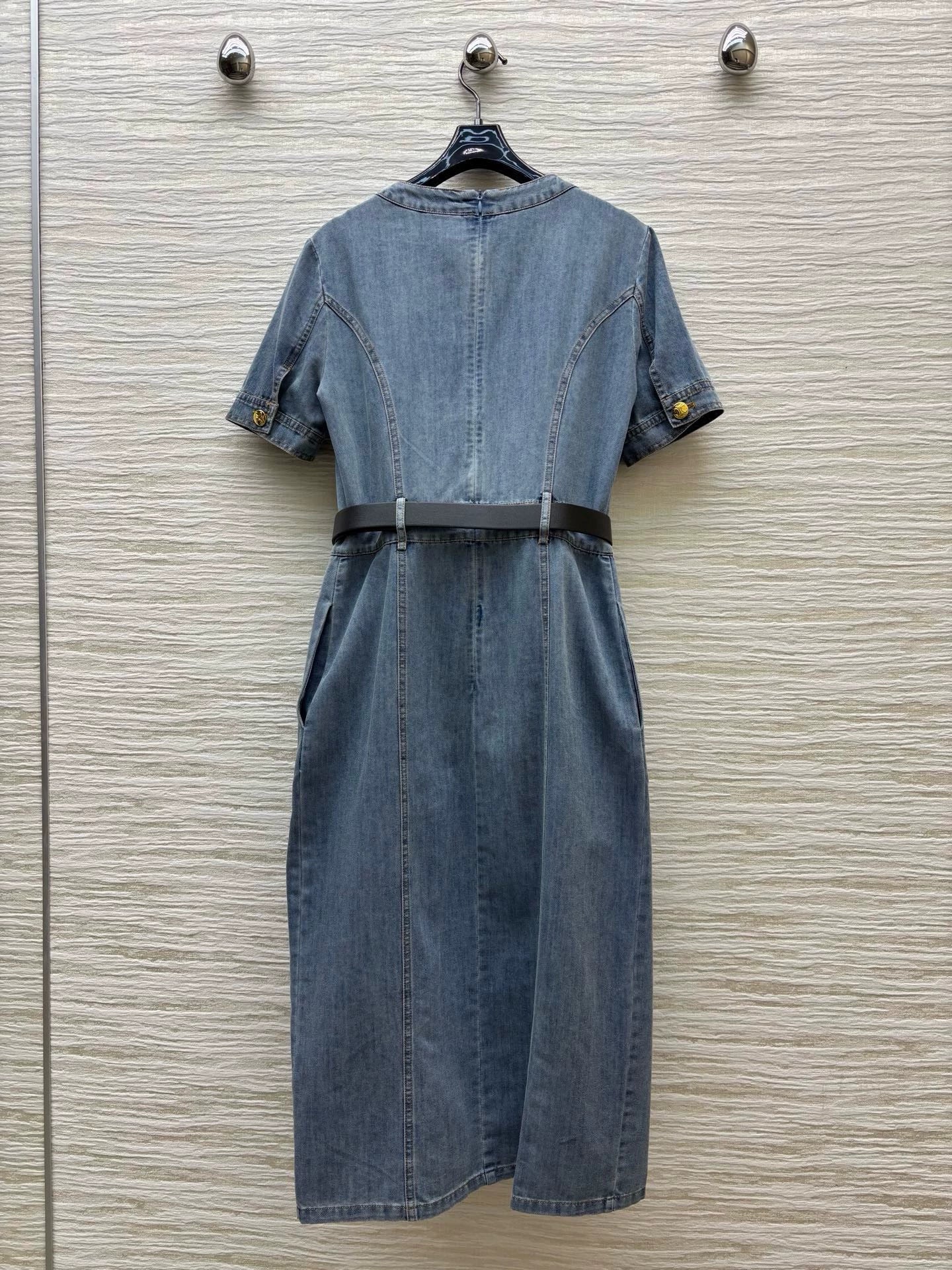 Ce 25 Spring/Summer V-Neck Belt Design Denim Dresses