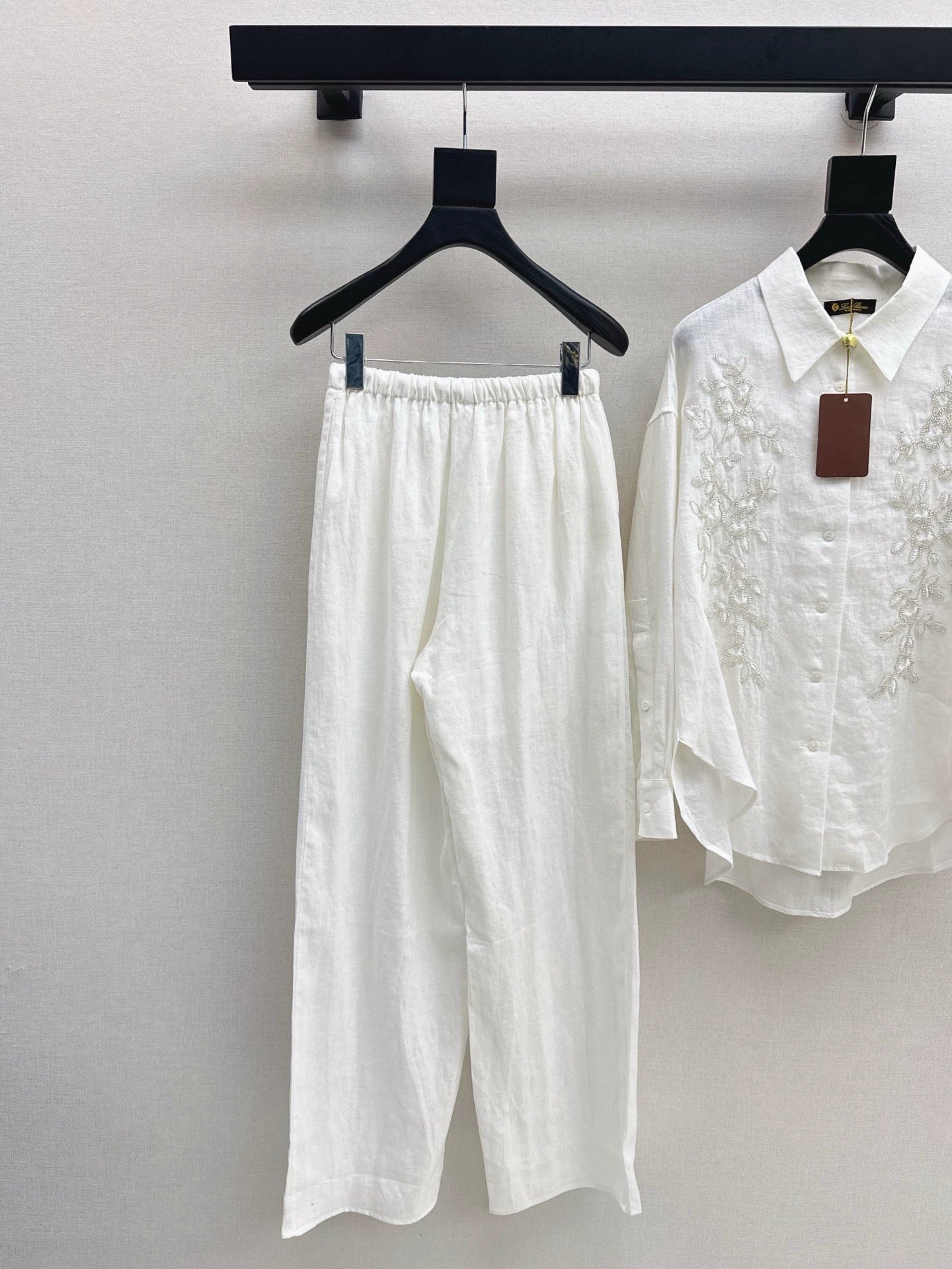 LOR 25 Spring/Summer New Summer Suit Cubic Beaded Shirt + Straight Pants