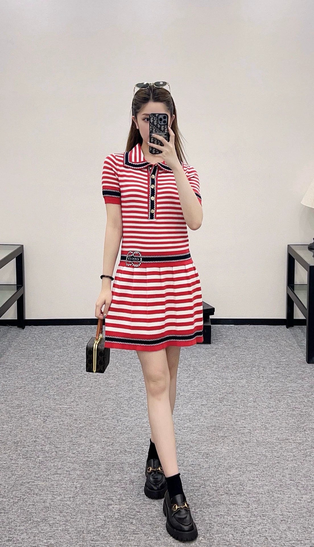 G 25 Striped navy knit dress