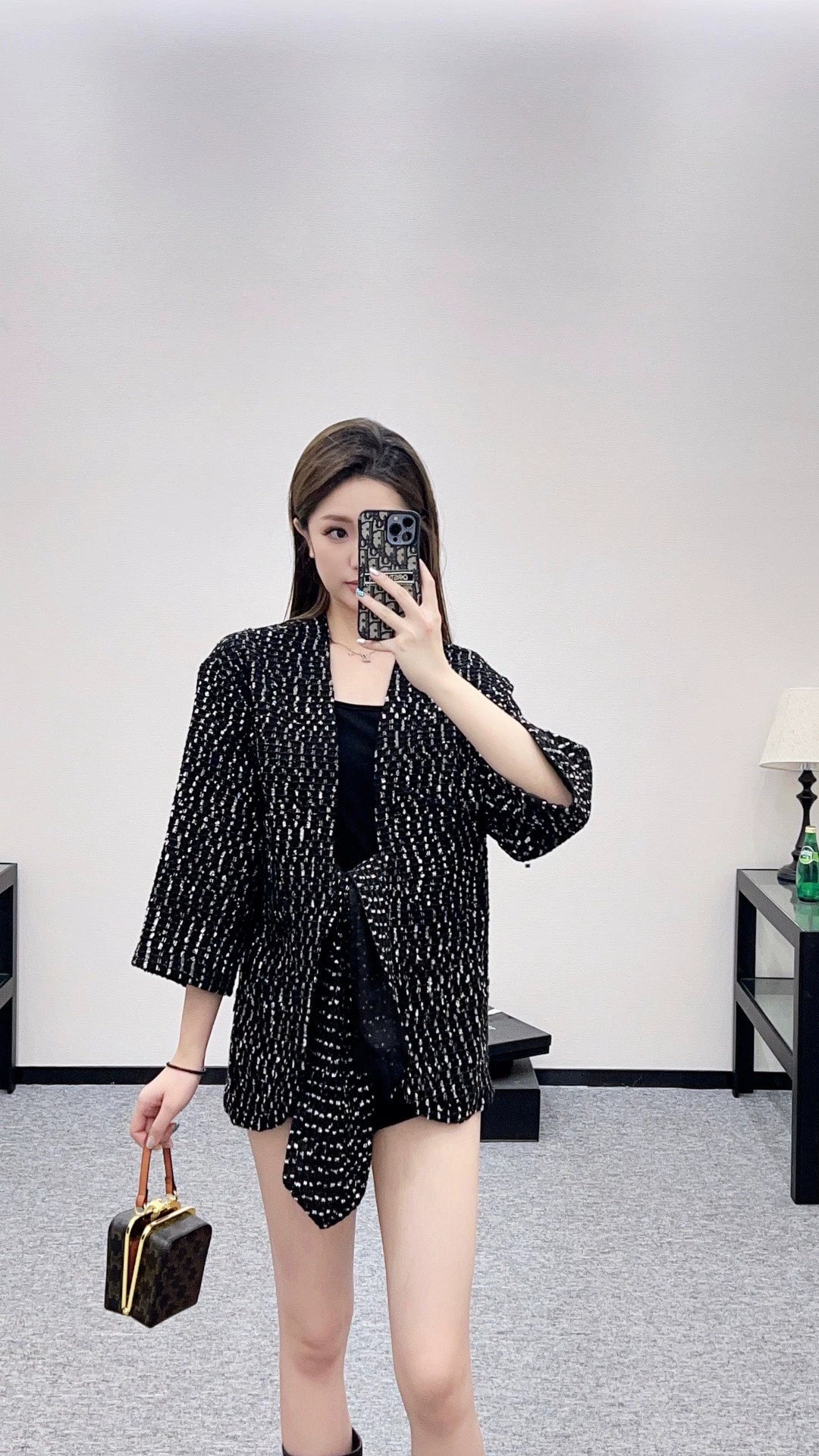 C 25 Sequined check cardigan jacket
