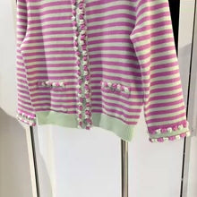C 25 Colorful Jacquard Crew Neck Knit Cardigan