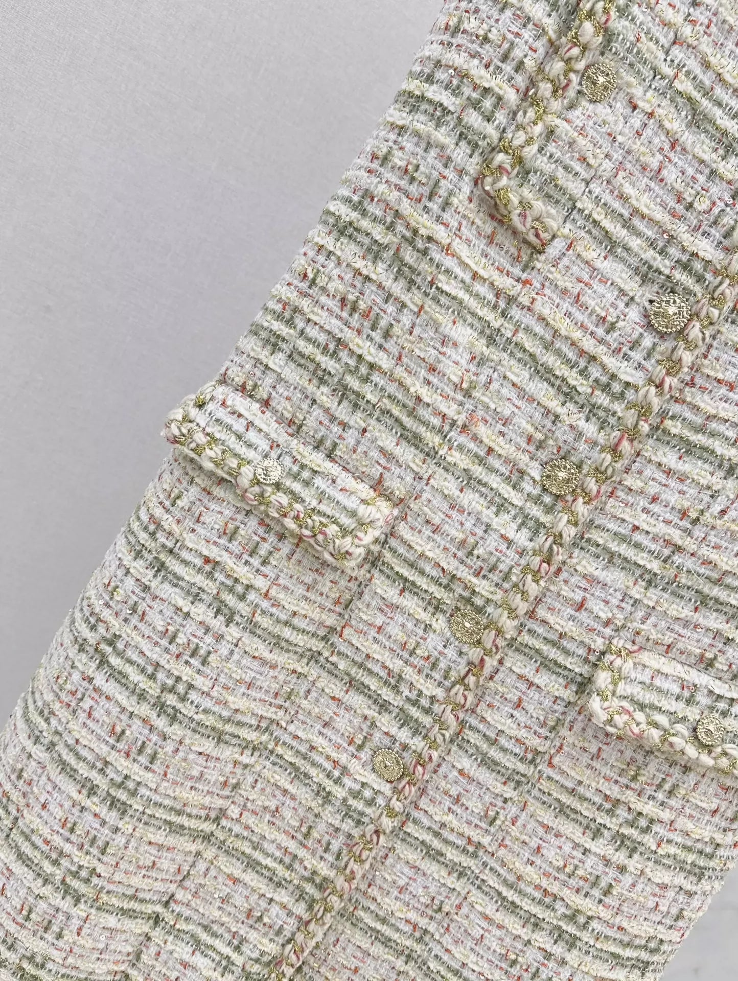 C 25fw Woven long tweed vest dress
