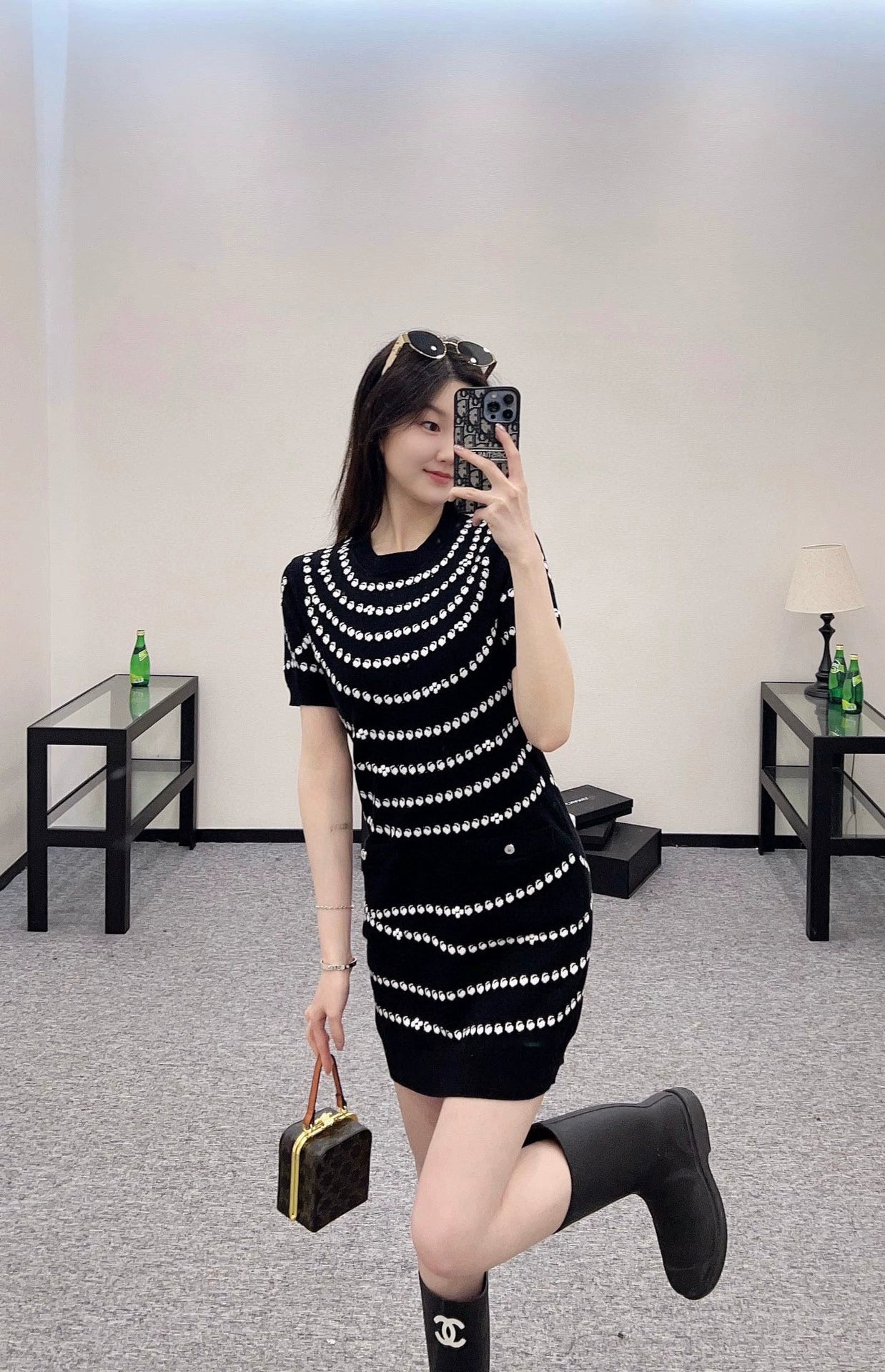 C 25 Frühling und Sommer Neue Stil Anhänger Jacquard Strickkleid