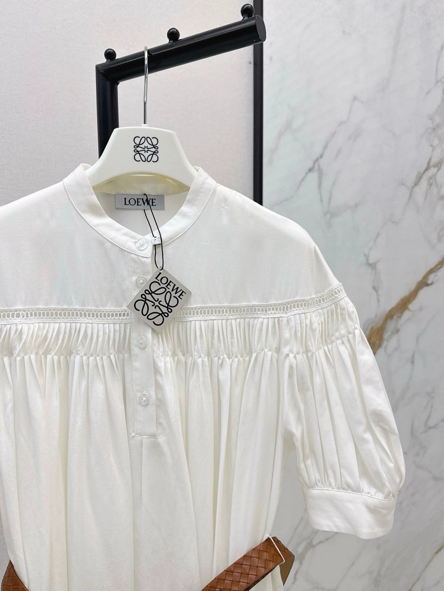 Lo 25 Spring/Summer Openwork Embroidery Patchwork Cotton Linen Dress
