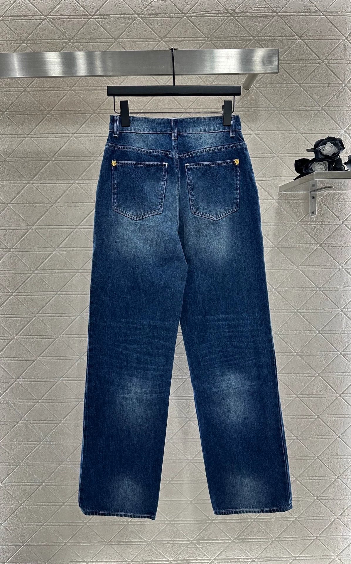 C 25 High-Rise Bleached Crinkle Jeans.