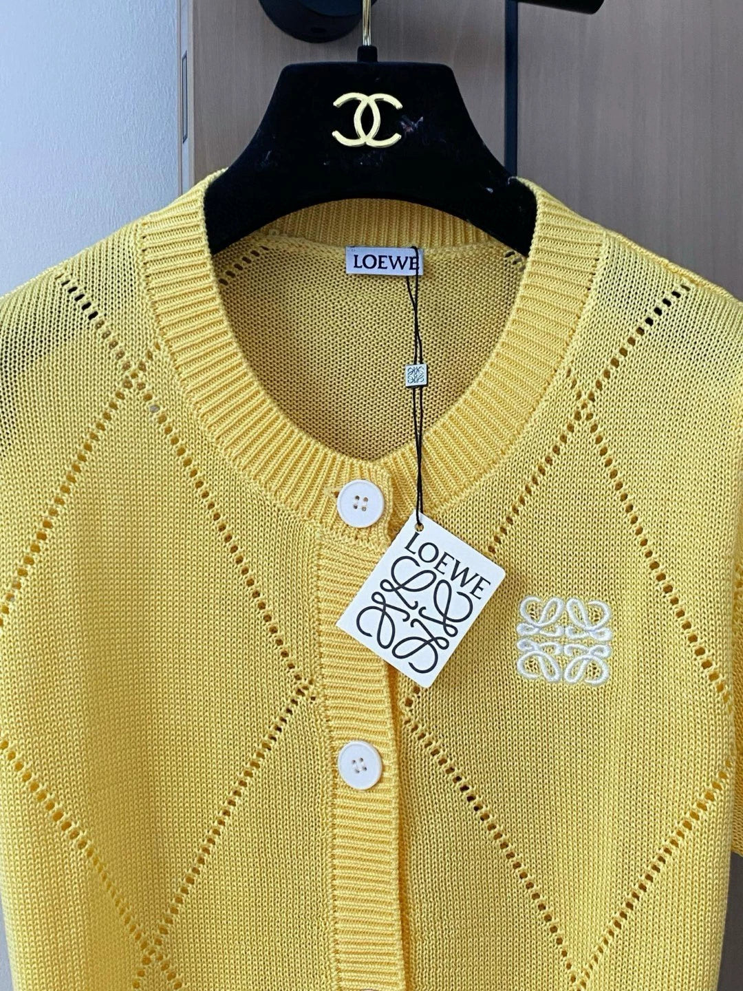LO 25 new embroidery hollow single-breasted round neck short-sleeved knit cardigan