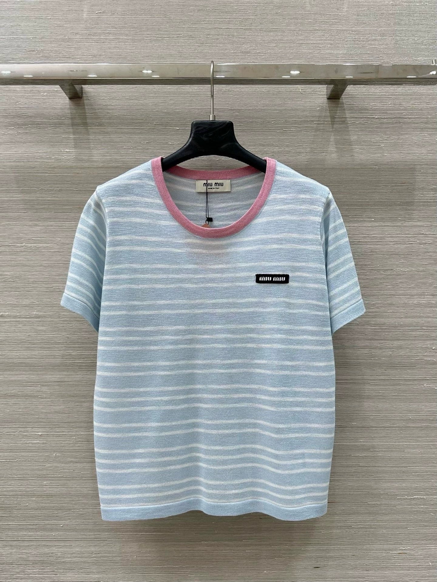 M 25 Striped Knit Short Sleeve Top