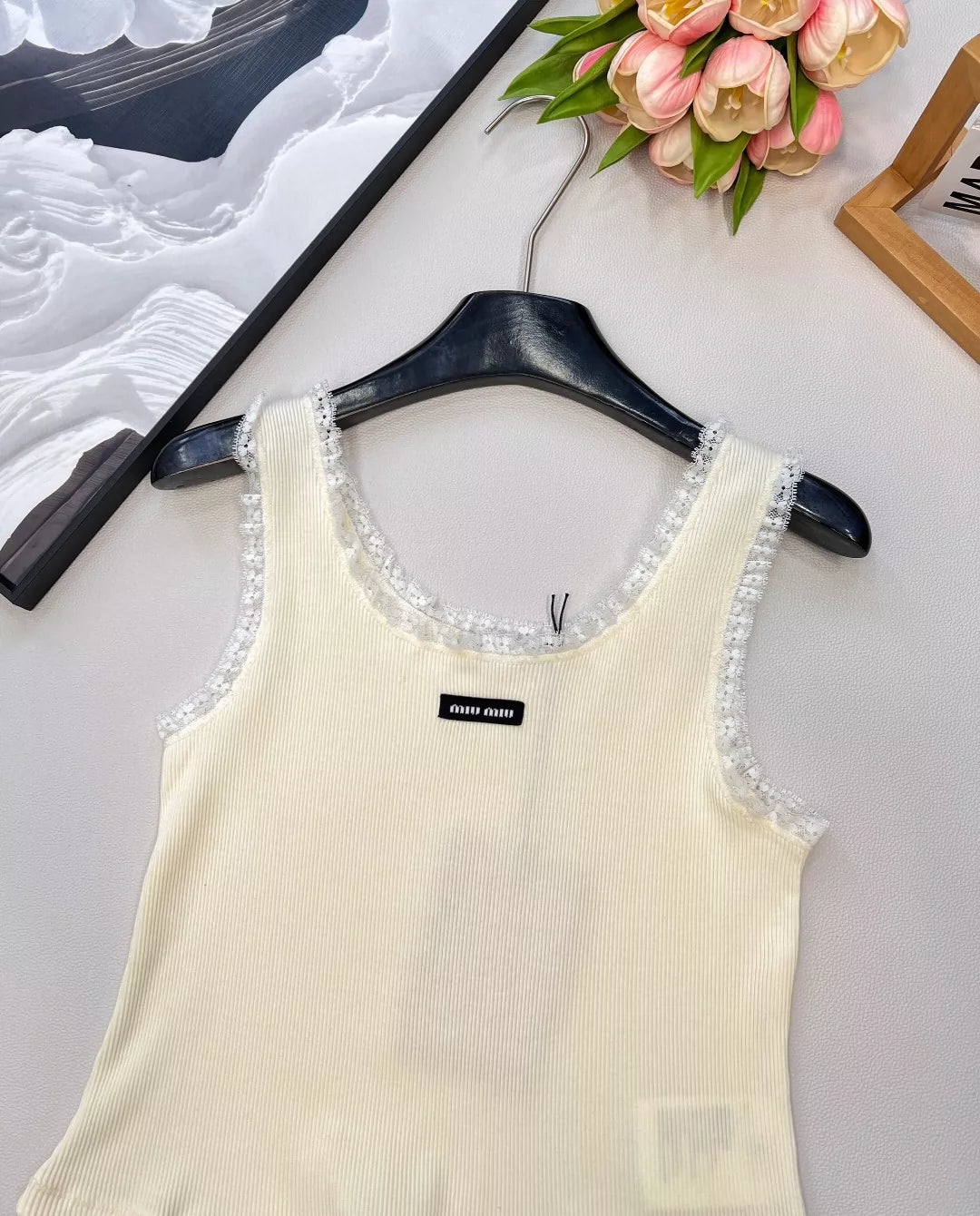 M 25SS Early Autumn New Lace Trimmed Ribbed Vest