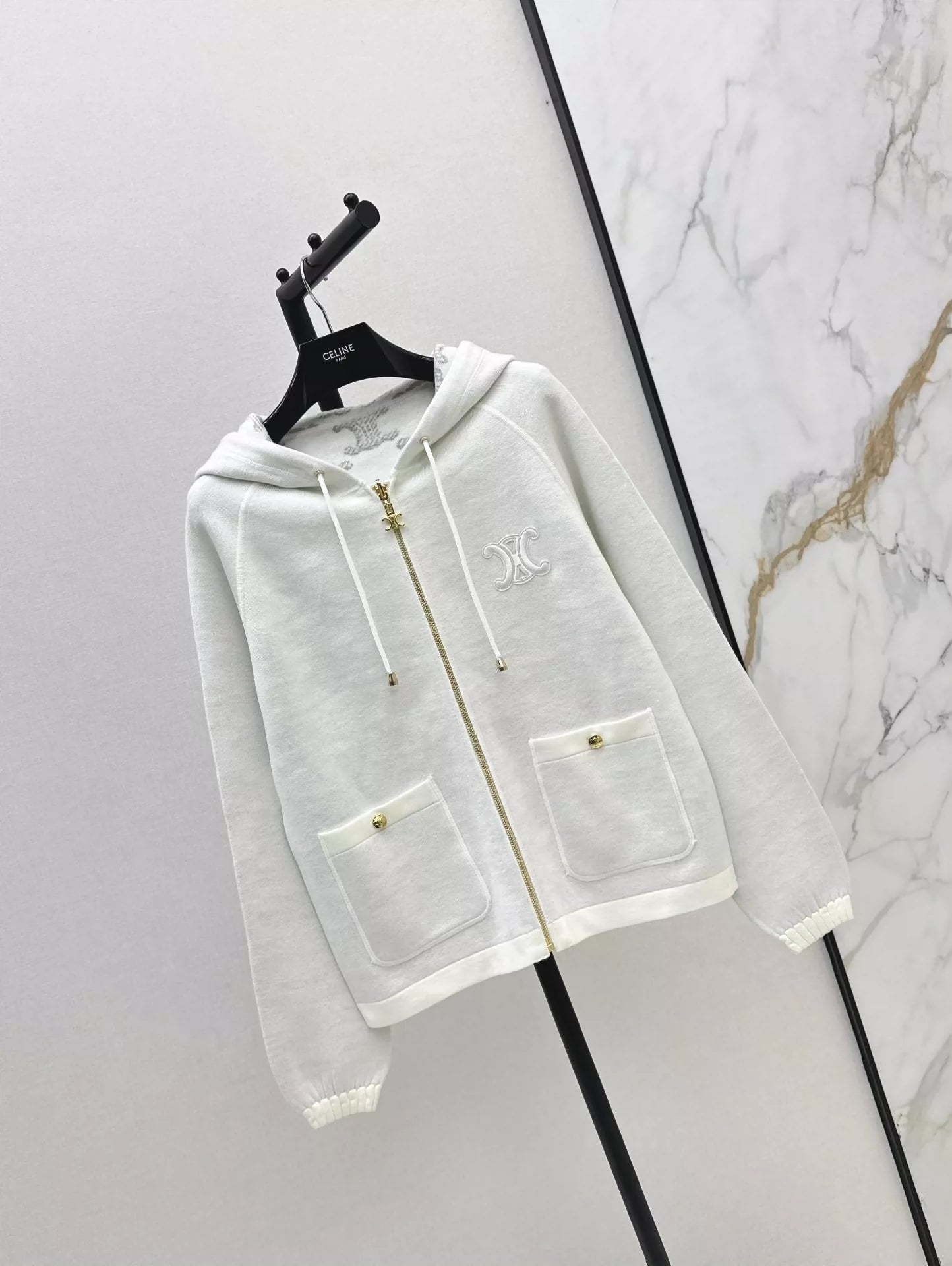 Ce 25 Jacquard Knit Cardigan Hoodie