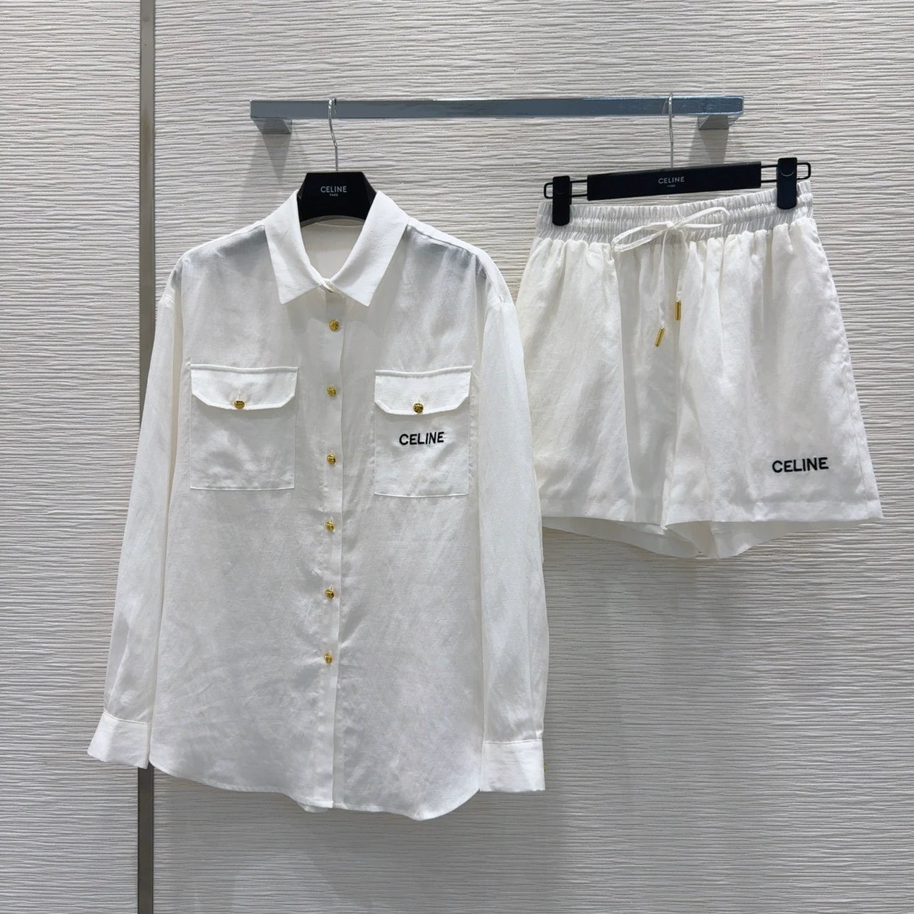 Ce 25 New Pocket Long Sleeve Shirt Shorts Set