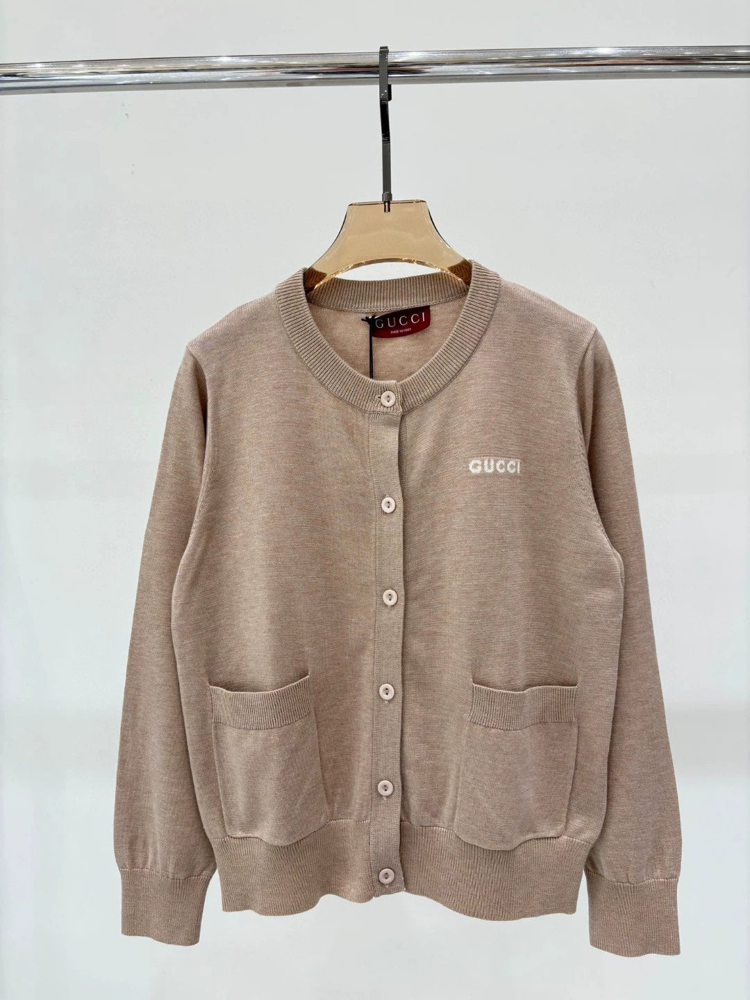 G 25 Spring and Summer New Round Neck Letter Logo Jacquard Simple Knitted Cardigan