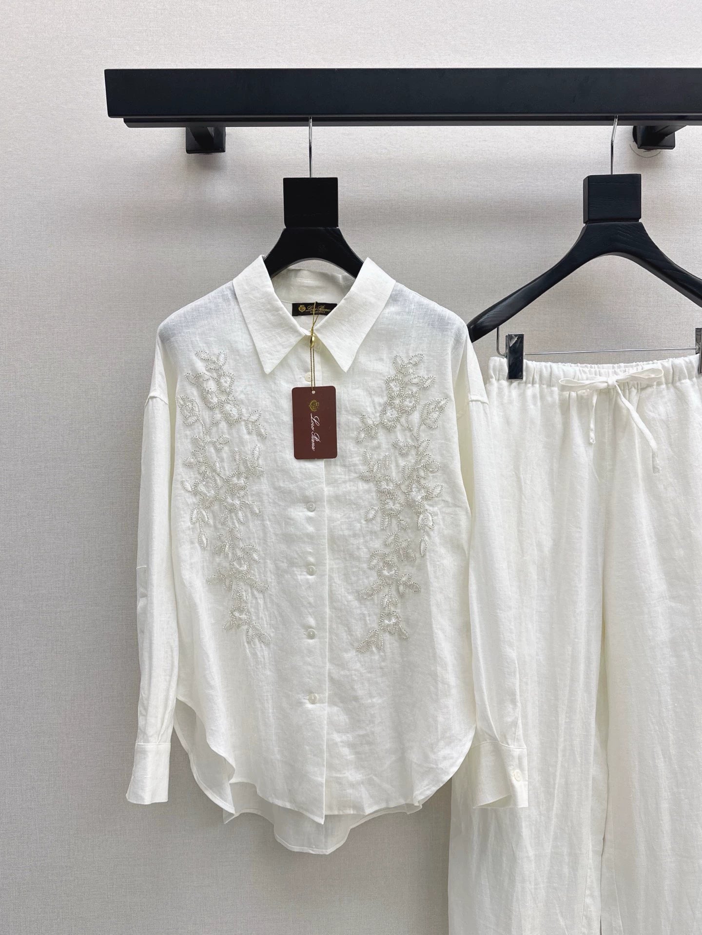 LOR 25 Spring/Summer New Summer Suit Cubic Beaded Shirt + Straight Pants