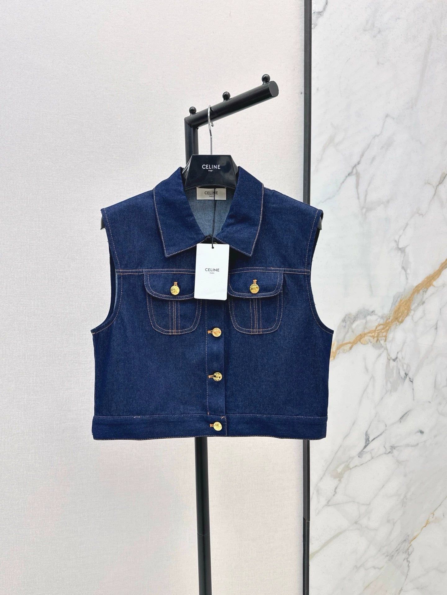 CE 25 Spring/Summer New Double Pocket Denim Vest Jacket