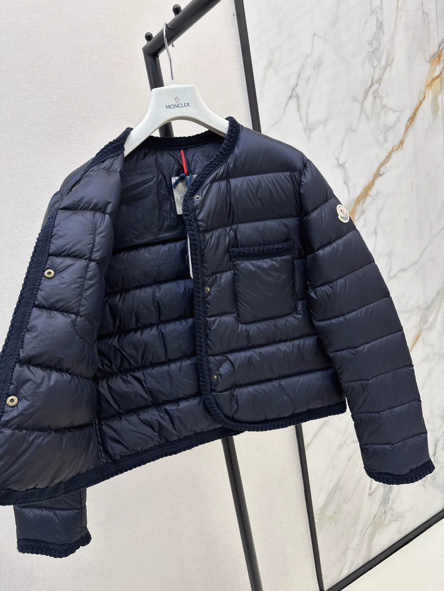 MON 25 Woven patchwork down jacket(BLAKC,NAVY,RED,BEIGI)