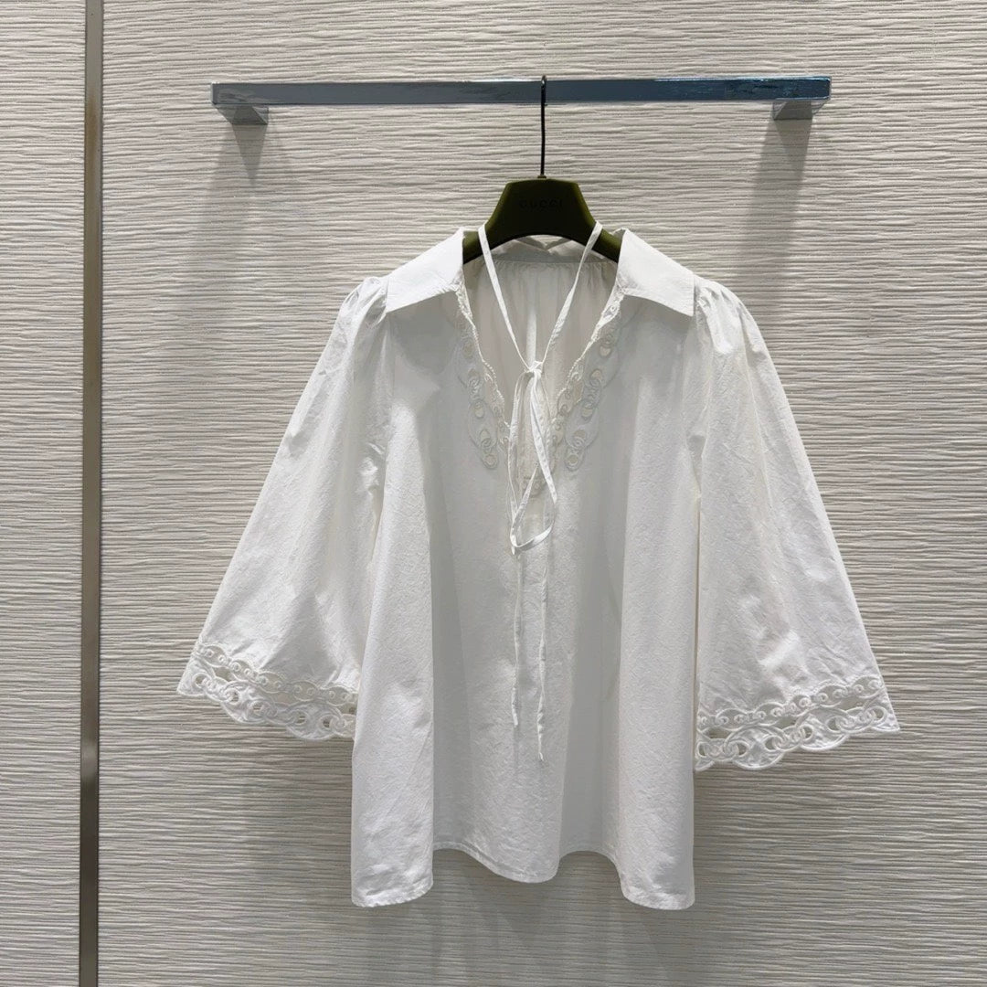 G 25 New Hollowed Out Paneled Shirt Set