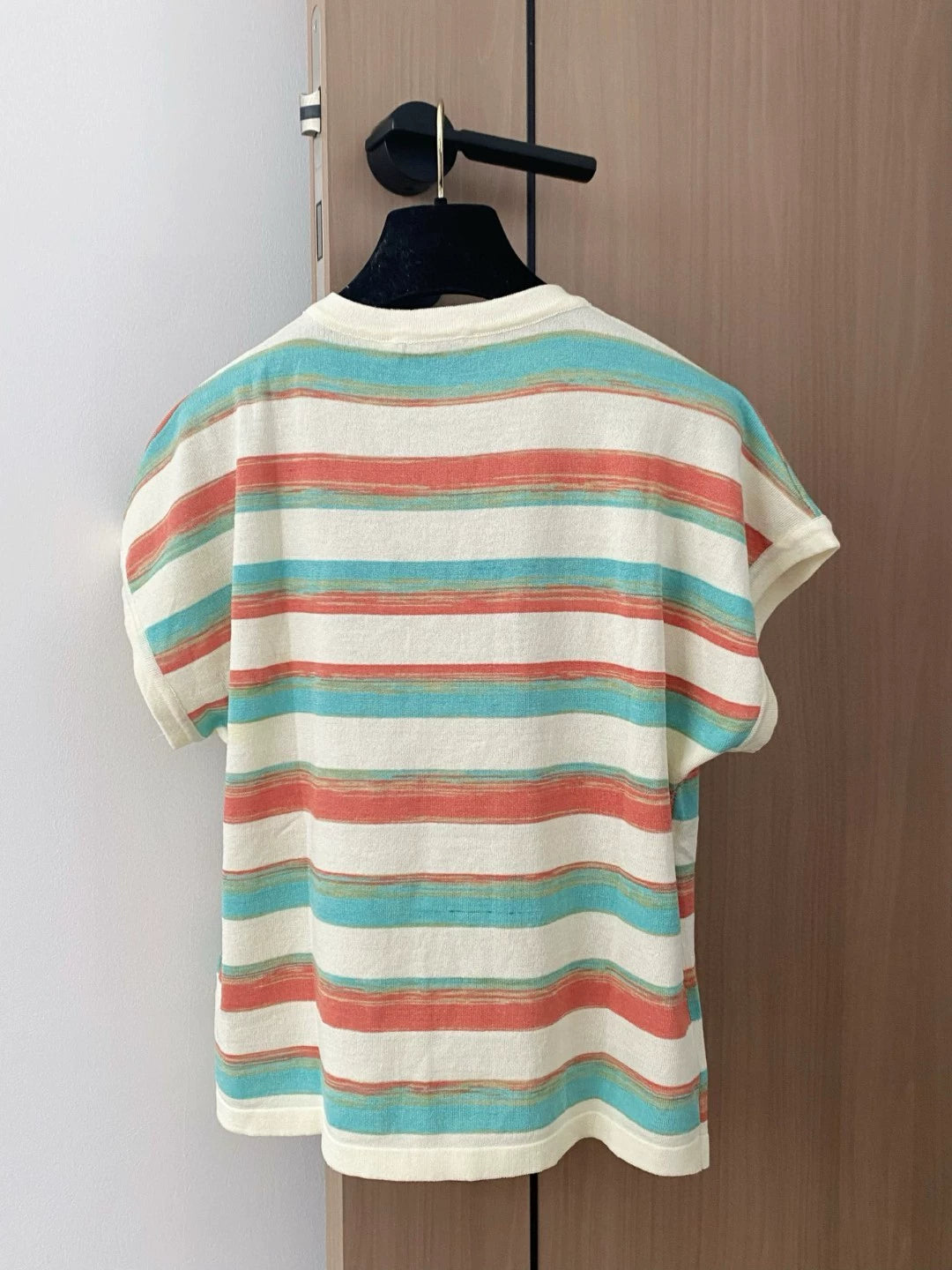 M 25 New Gradient Colorful Stripe Knit Tank Top