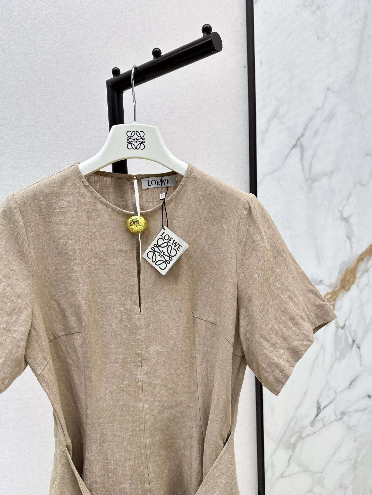 Lo 25Ss Spring/Summer French-inspired short-sleeved linen dress