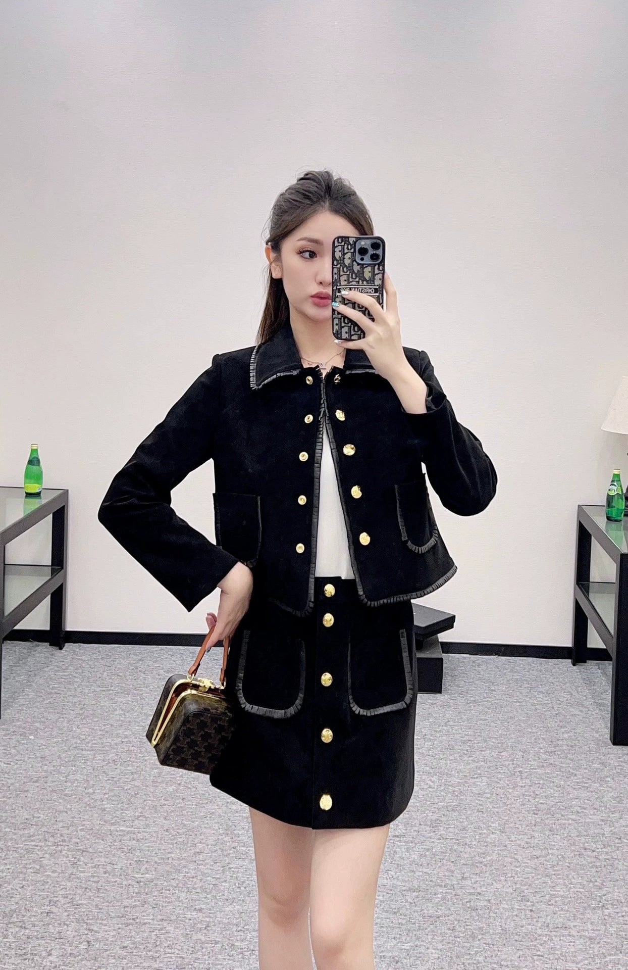 CE 25 Genuine Leather Jacket and Skirt Set