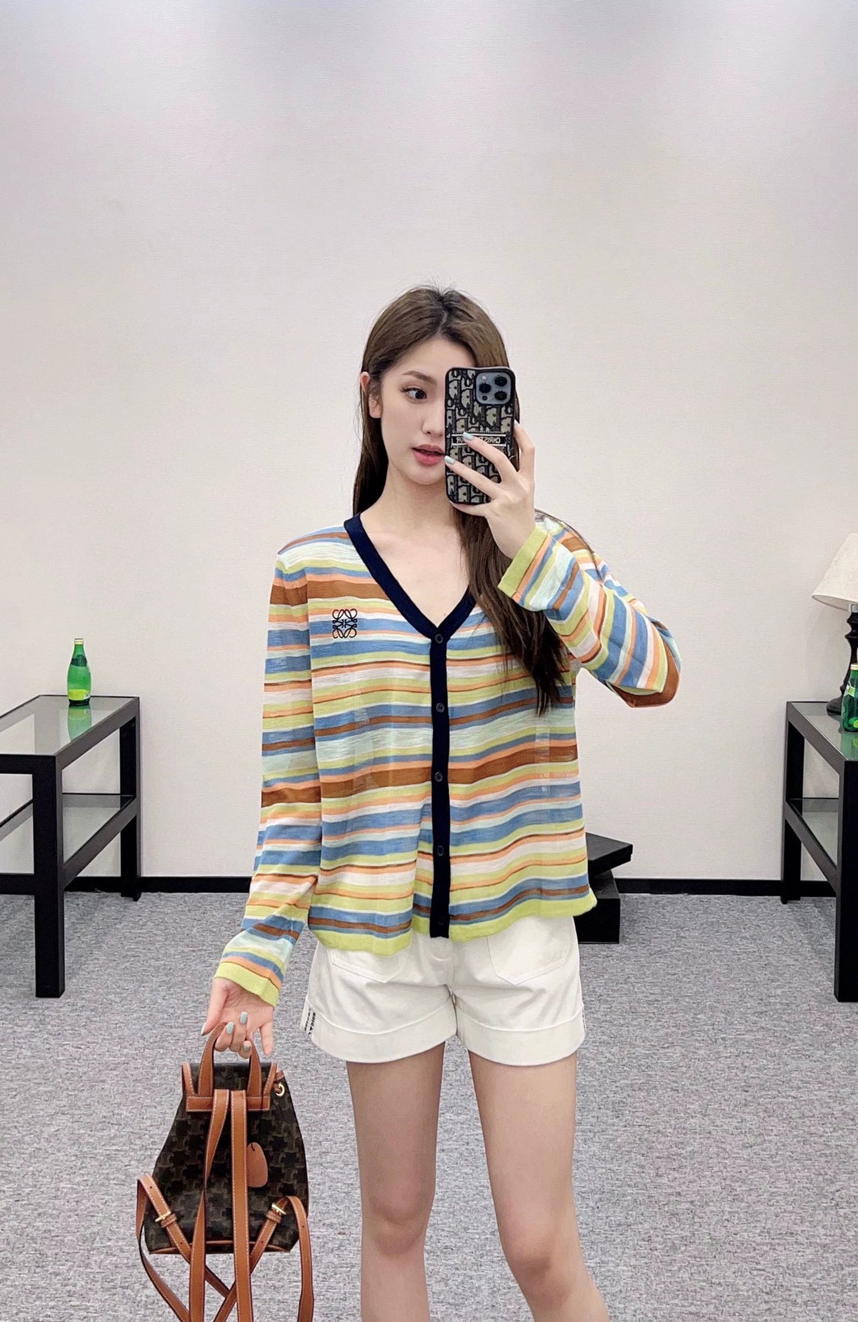 LO 25 Colorful striped knitted cardigan