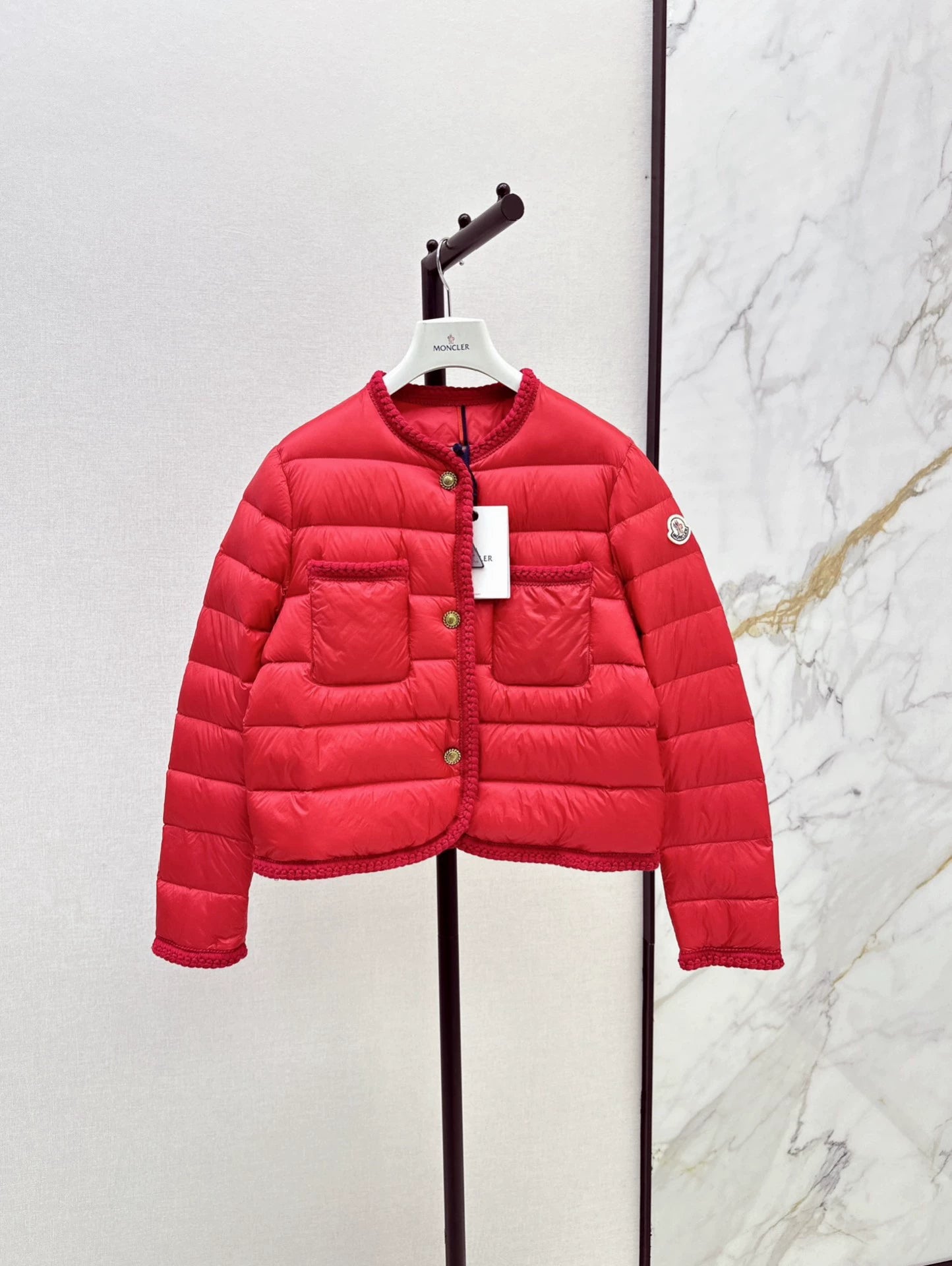 MON 25 Woven patchwork down jacket(BLAKC,NAVY,RED,BEIGI)