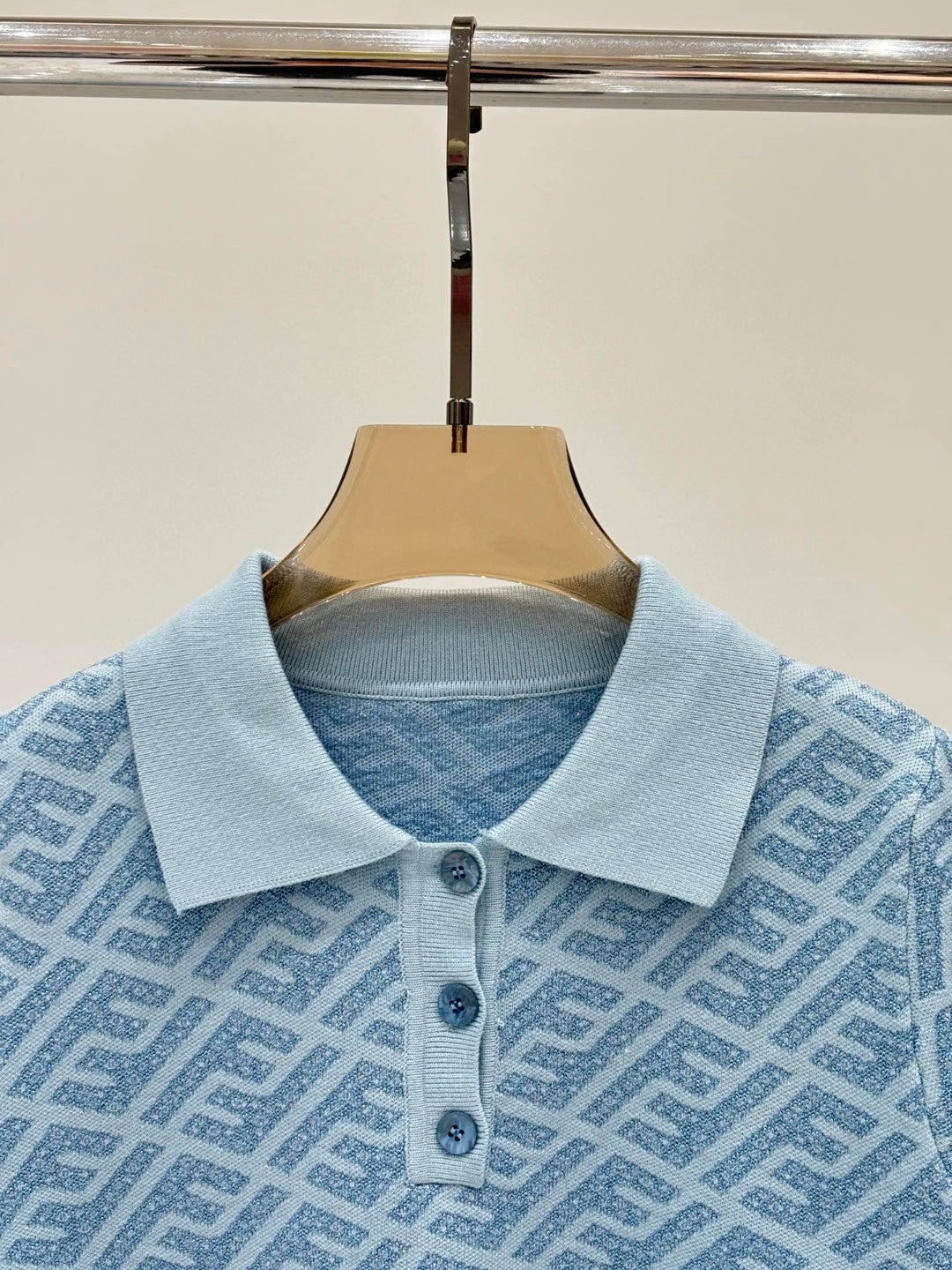 F 25 New Alphabet Slash All Over Printed Lapel Short Sleeve
