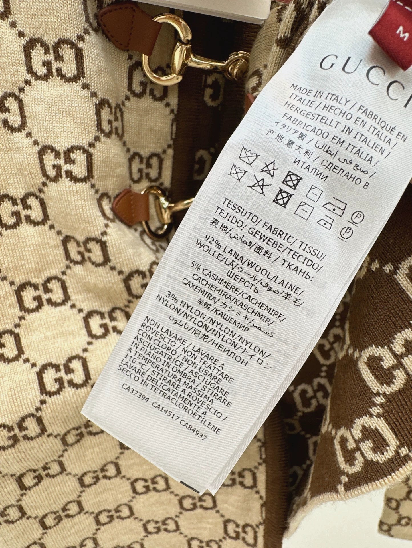 G New 25 Camel Apricot Cashmere Monogram Knit Cardigan