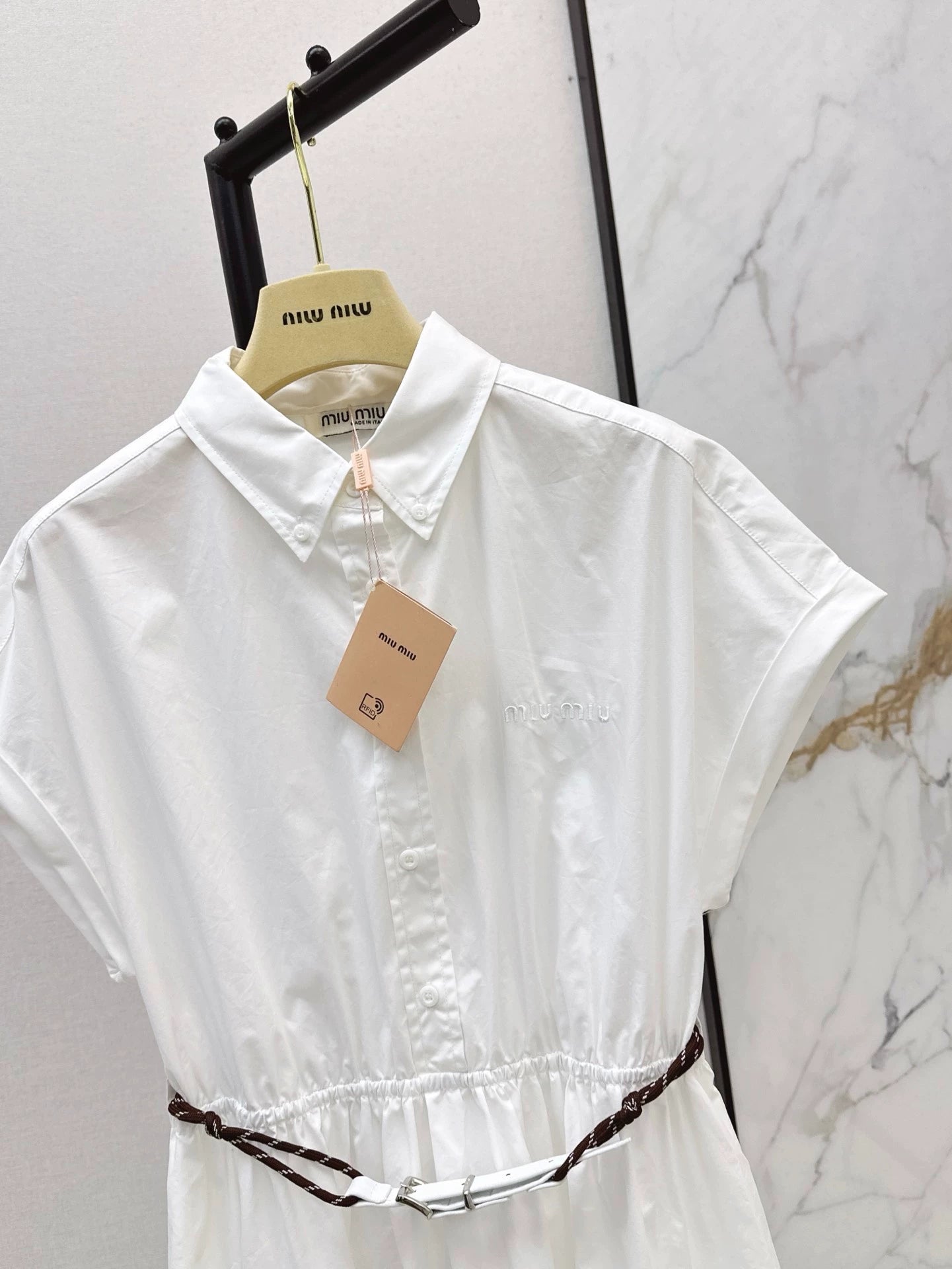 M 25 Spring and Summer New Lapel Short Sleeve Dress