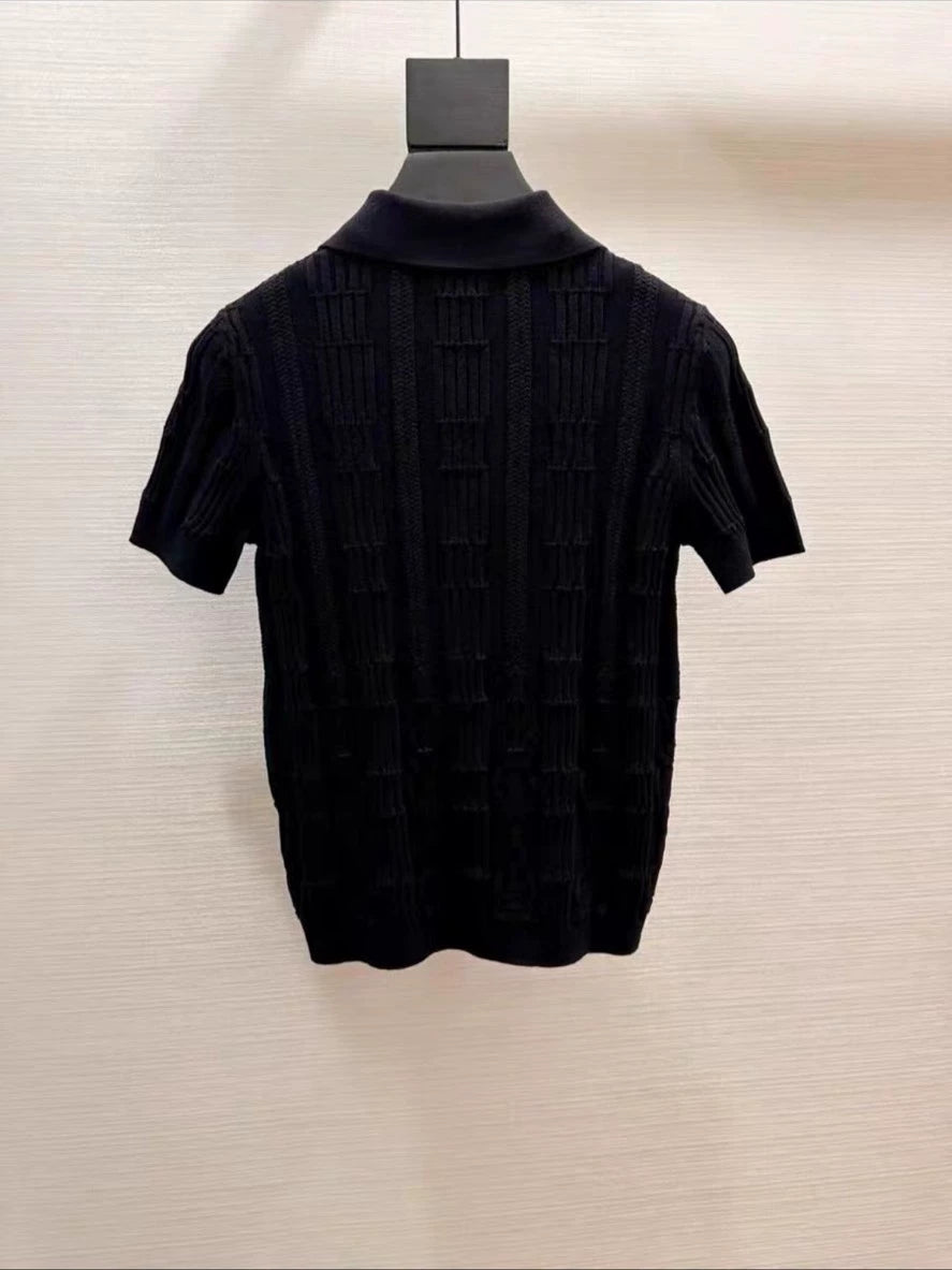 H 25 Spring and summer embossed jacquard knitted short sleeves
