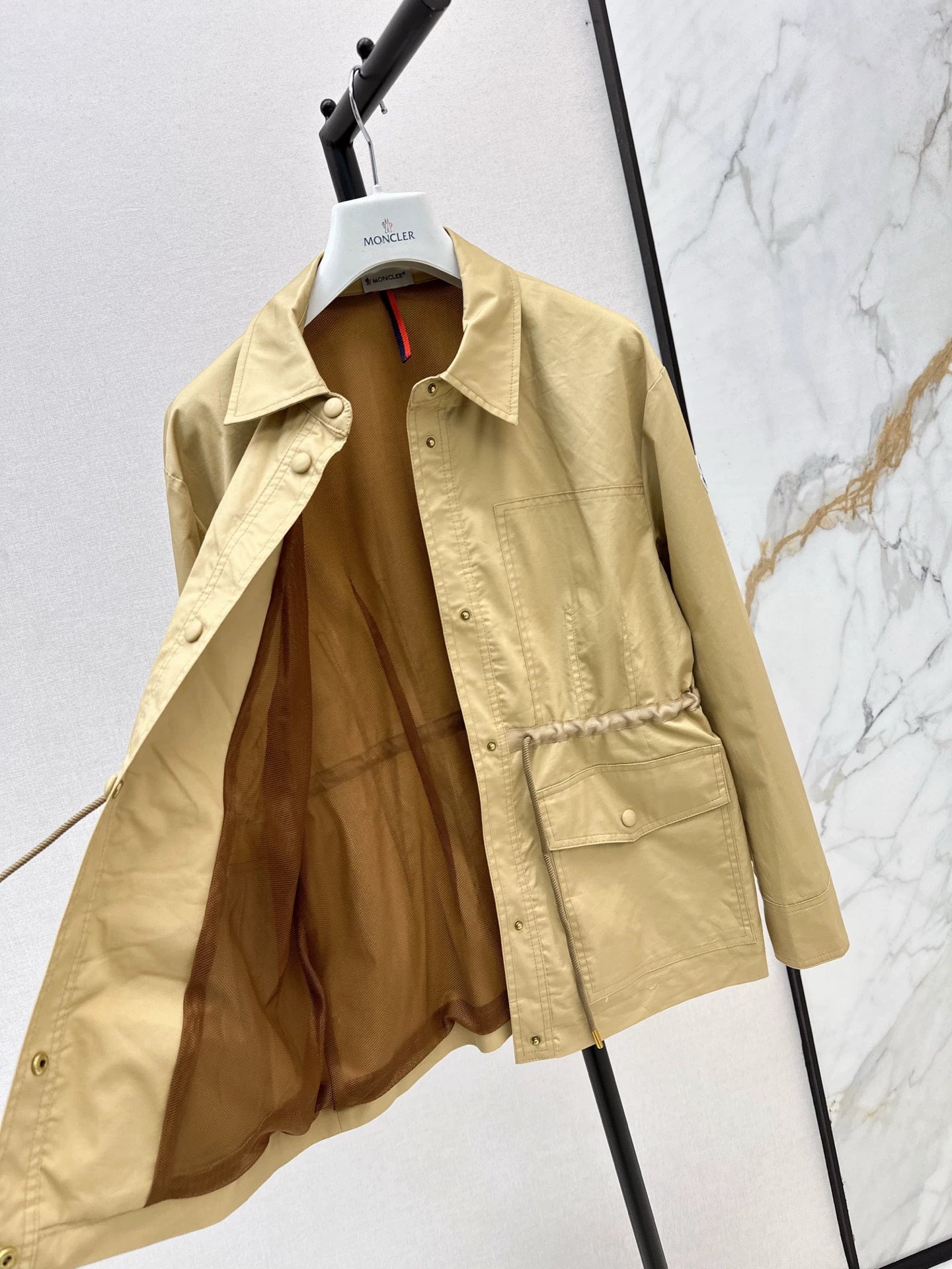 Mon 25 Collar drawstring trench coat jacket