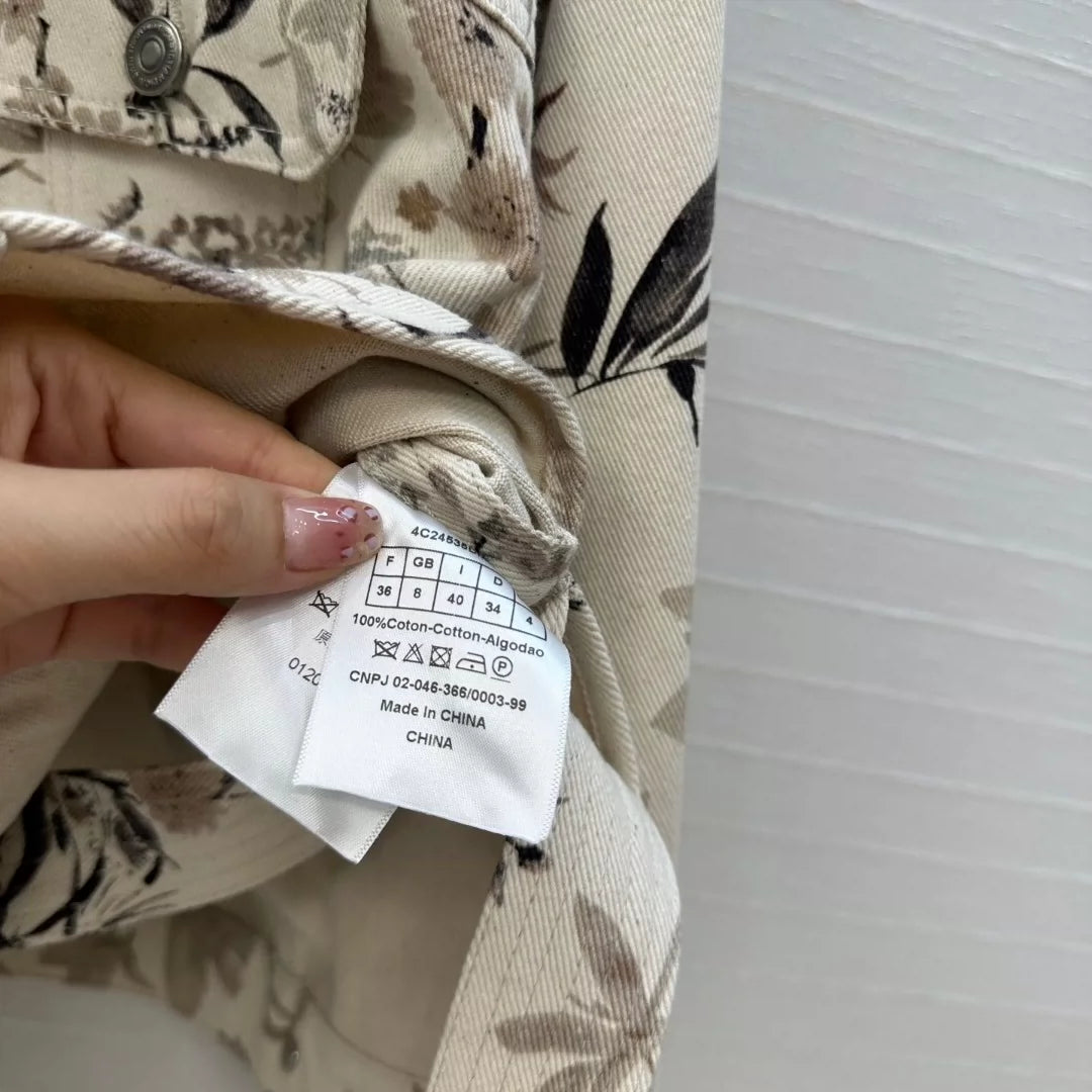 d 25 new fresh and light ink print denim short jacket
