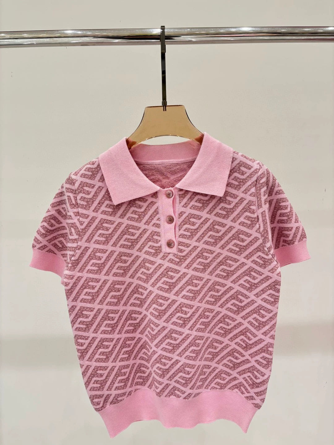 F 25 New Alphabet Slash All Over Printed Lapel Short Sleeve