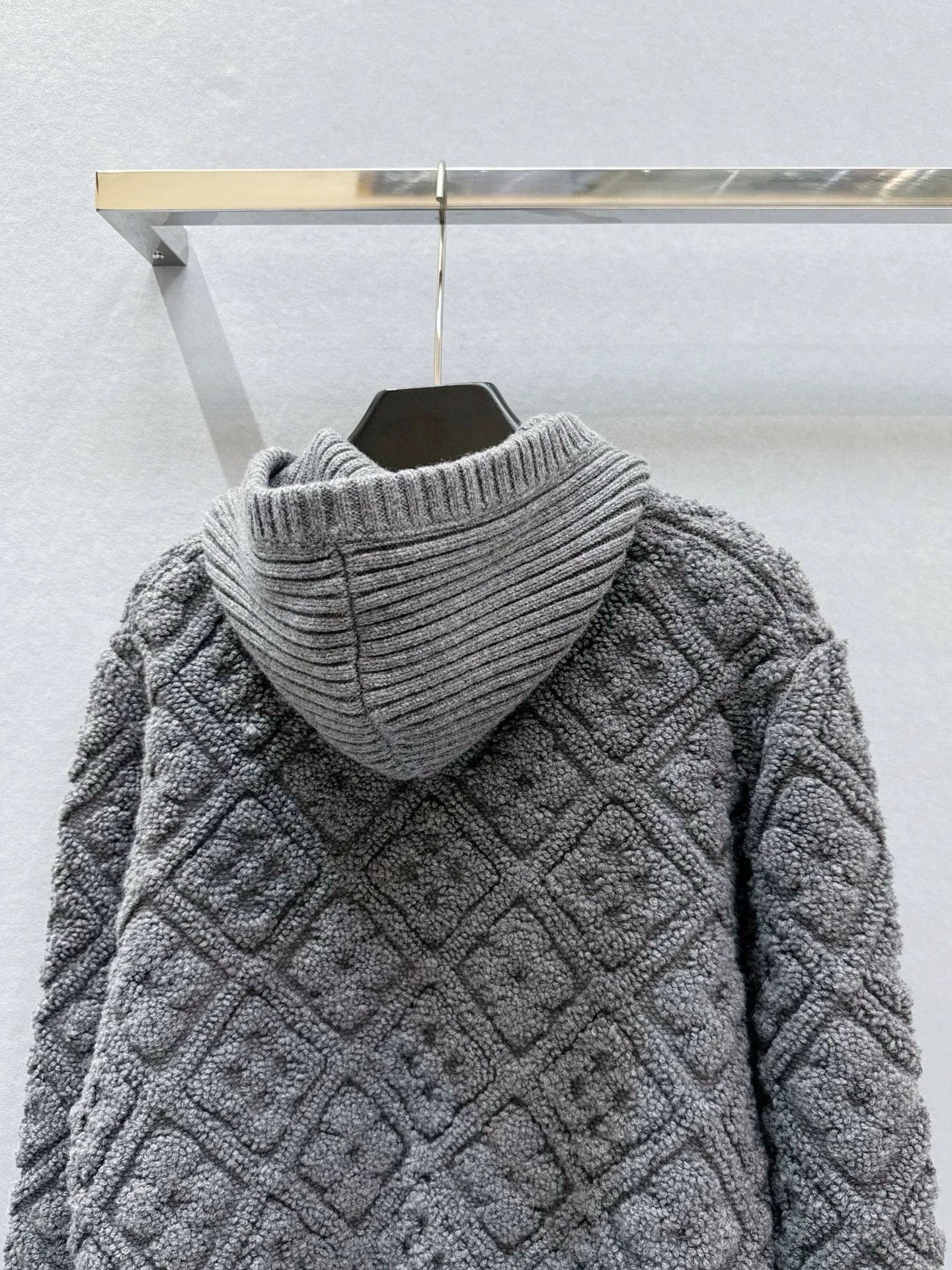 L 25 Yarn Diamond Zipper Long Sleeve Hoodie