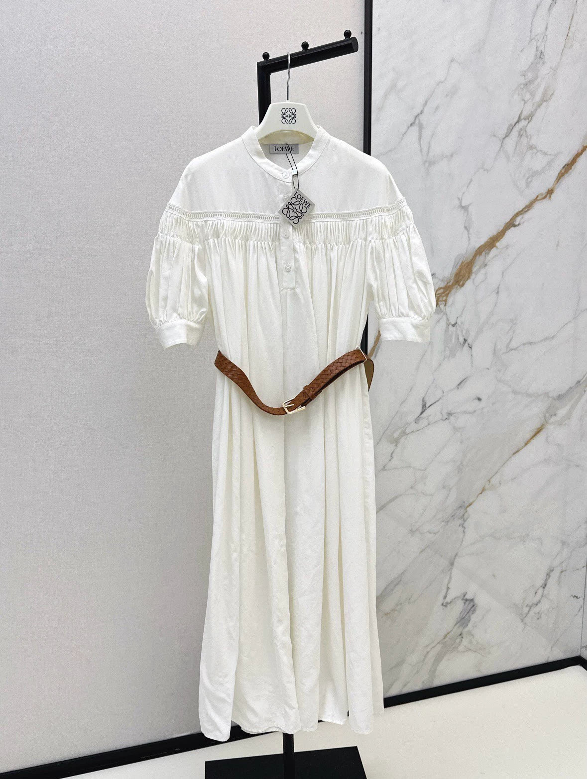 Lo 25 Spring/Summer Openwork Embroidery Patchwork Cotton Linen Dress