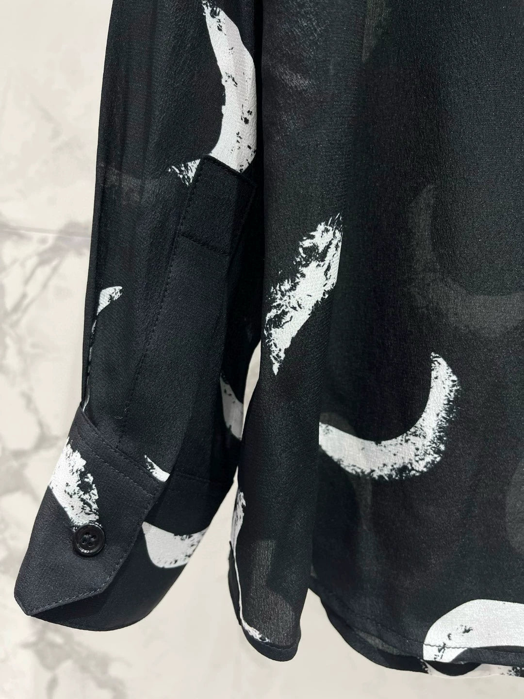 Y 25 new retro classic moon print long sleeve silk shirt
