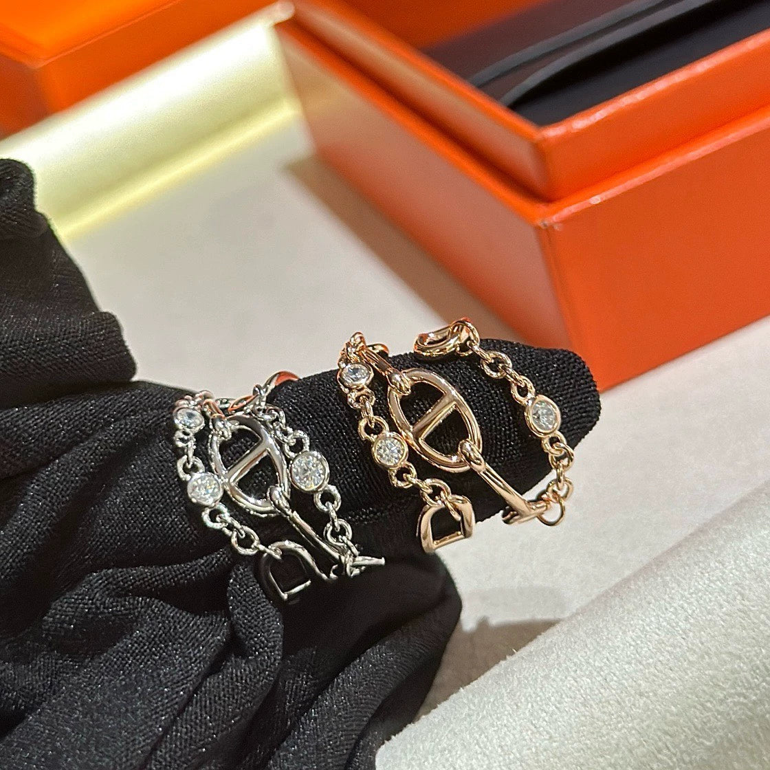 Three-layer rhinestone ring
