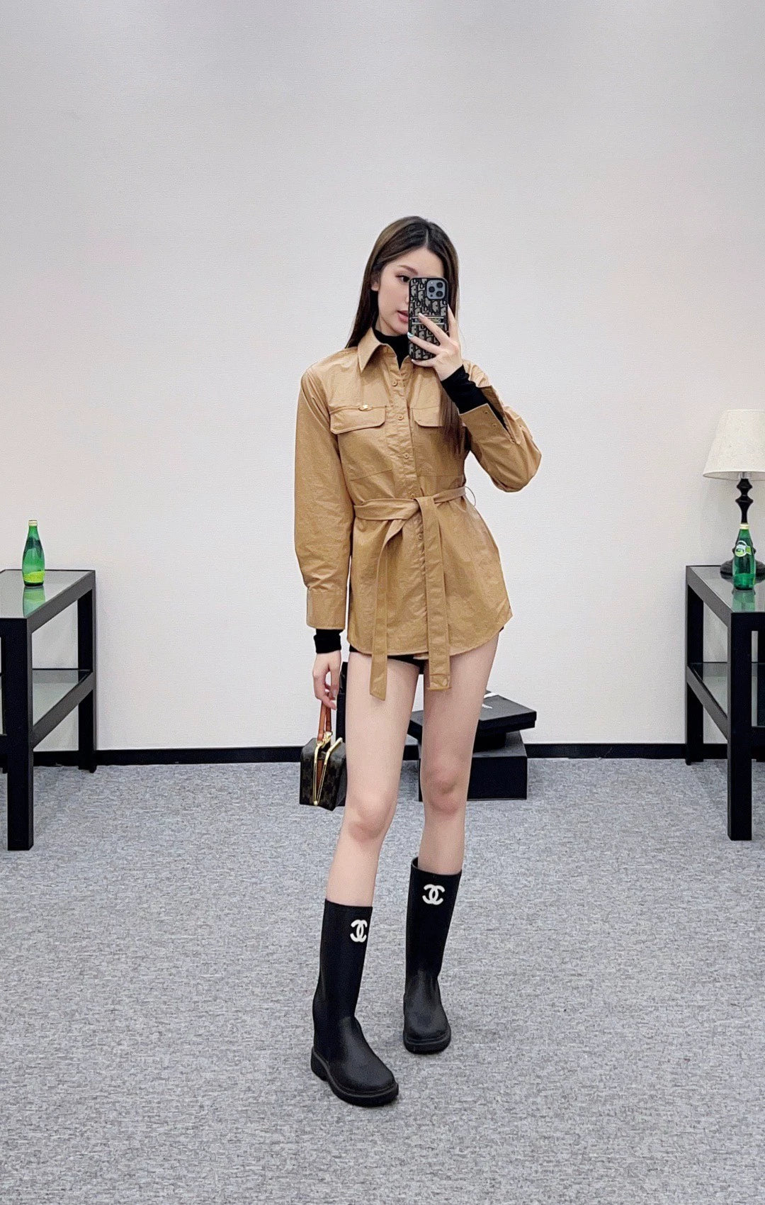 Ce 25 Waterproof leather trench coat