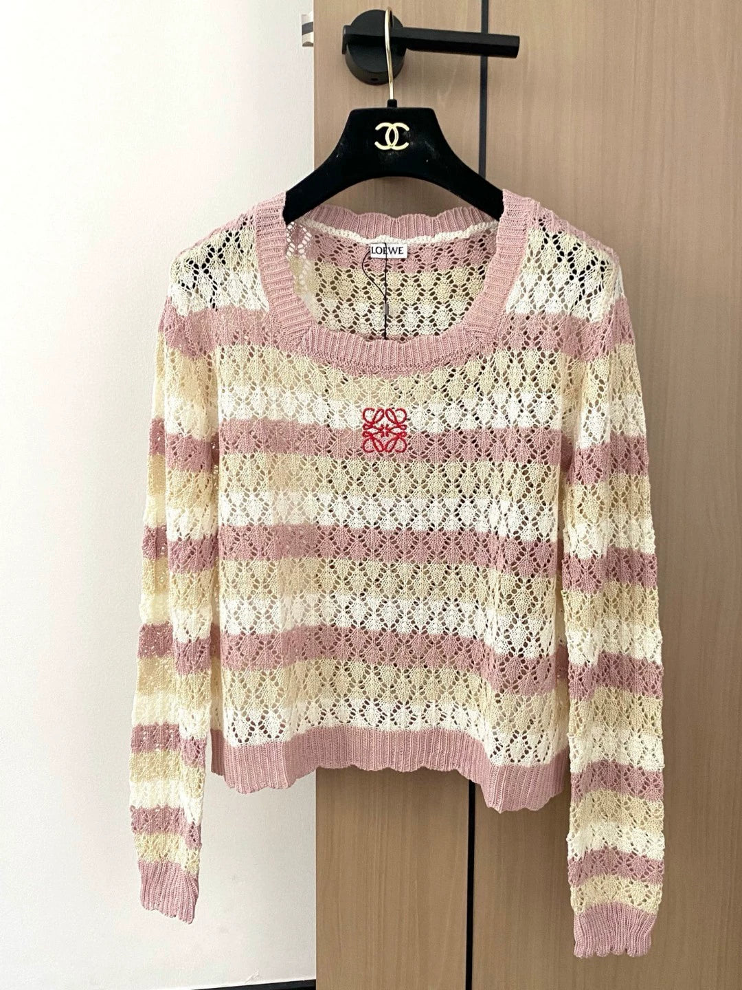 LO 25 new hollow gradient color embroidery pattern round neck long sleeve knitted