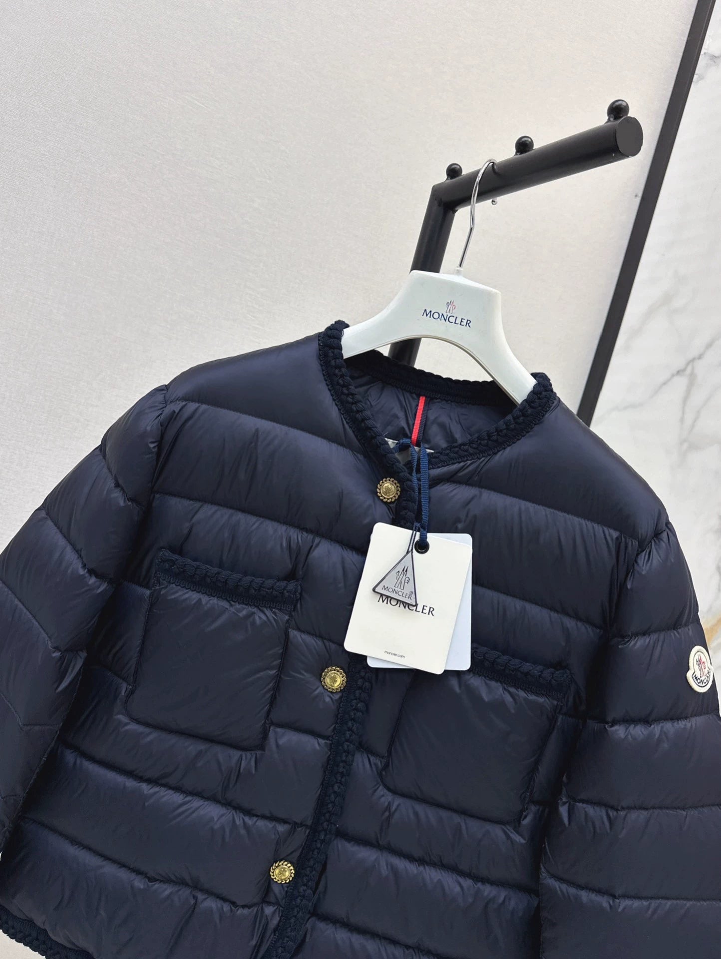 MON 25 Woven patchwork down jacket(BLAKC,NAVY,RED,BEIGI)