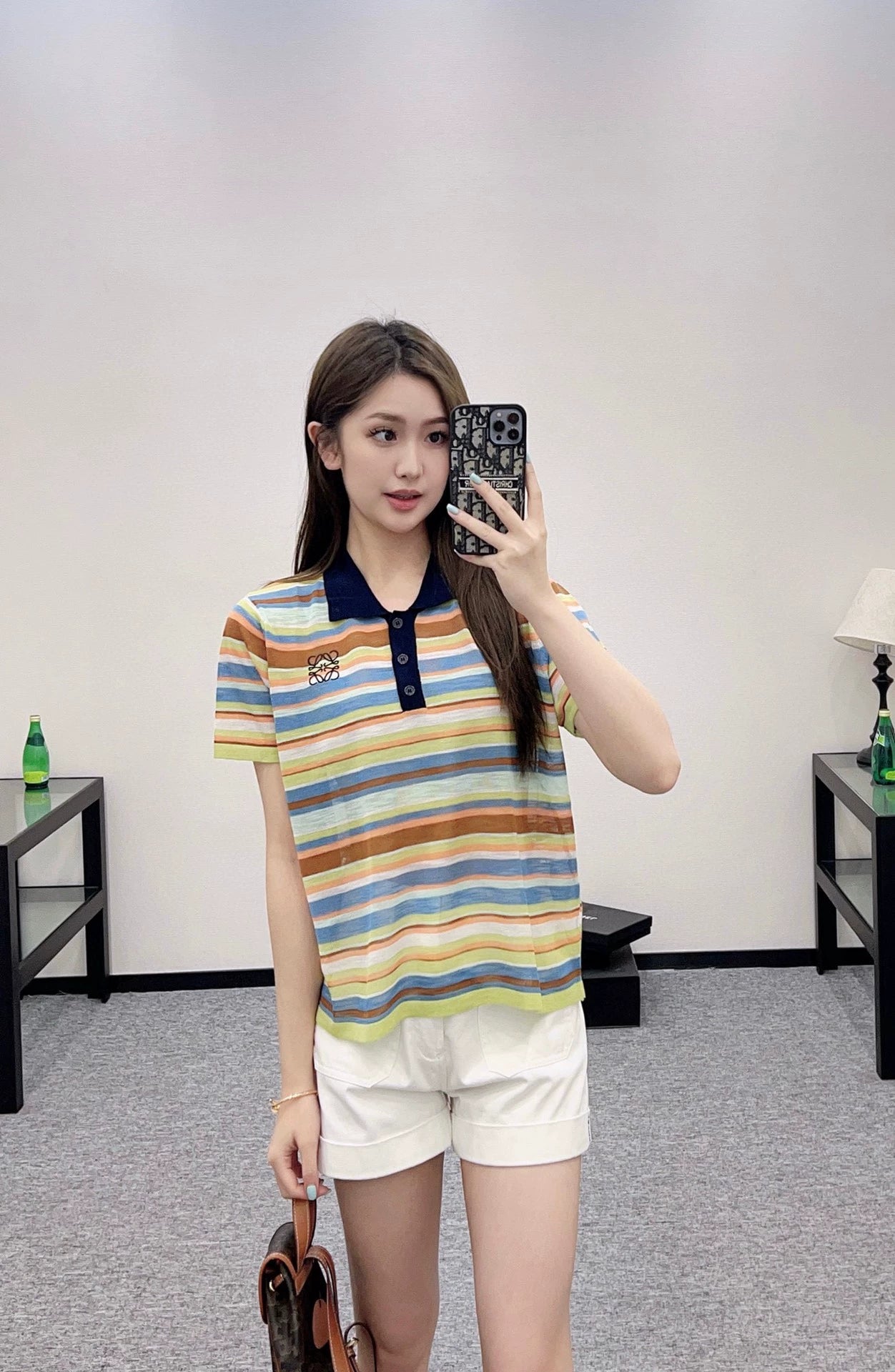 LO 25 Colorful striped knitted short sleeves