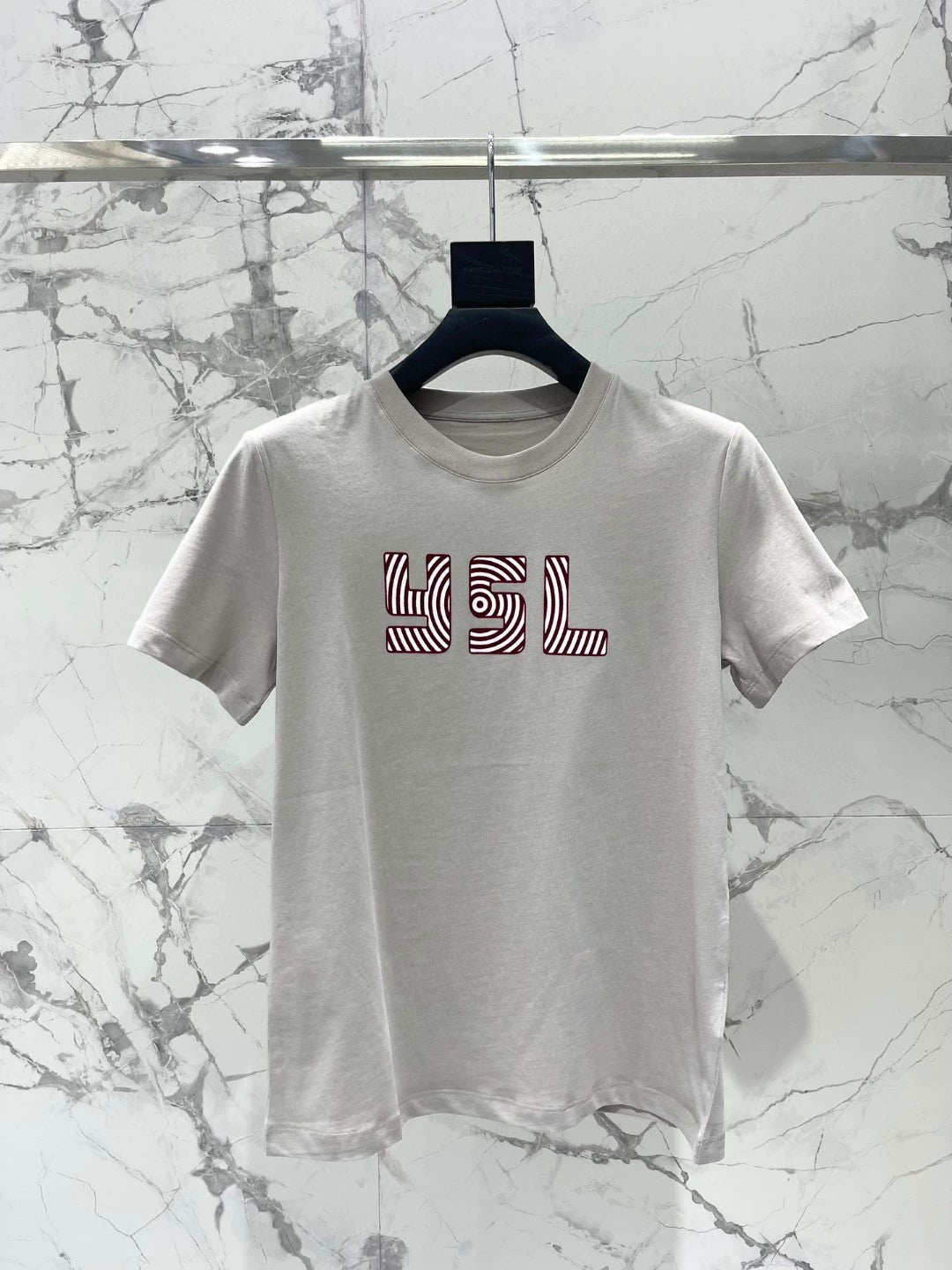 Y 25 New Flocked Letter Print Short Sleeve T-Shirt