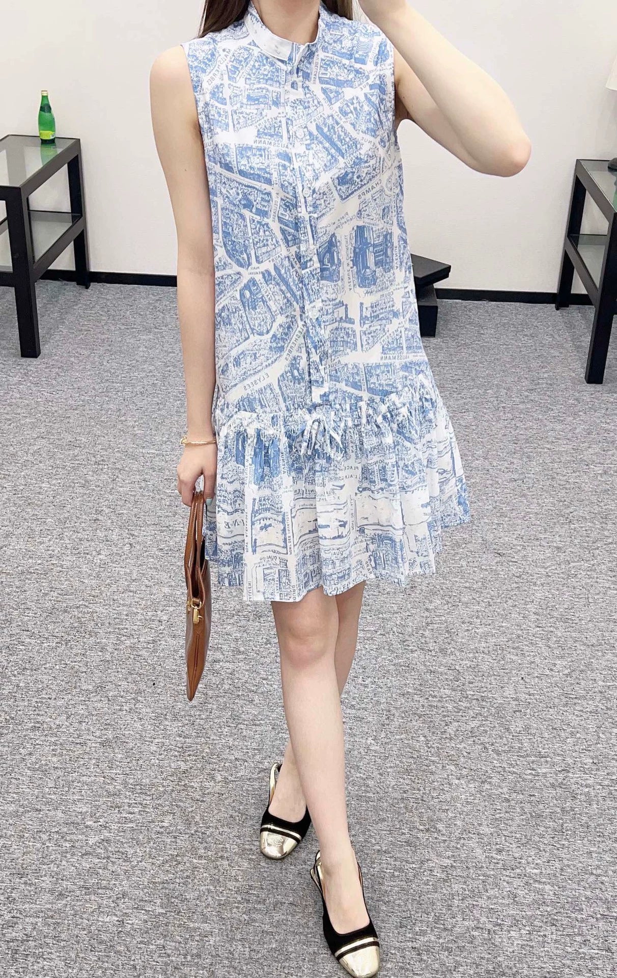 D 25 Paris Arc de Triomphe map print sleeveless dress
