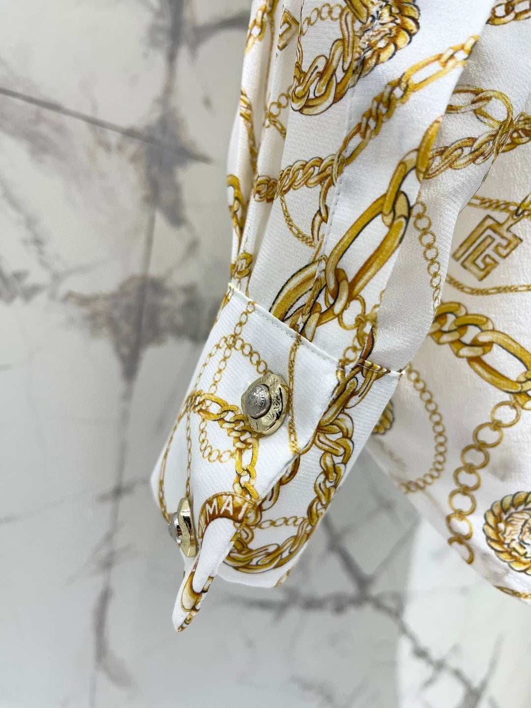 BA 25 new retro classic moon print long sleeve silk shirt